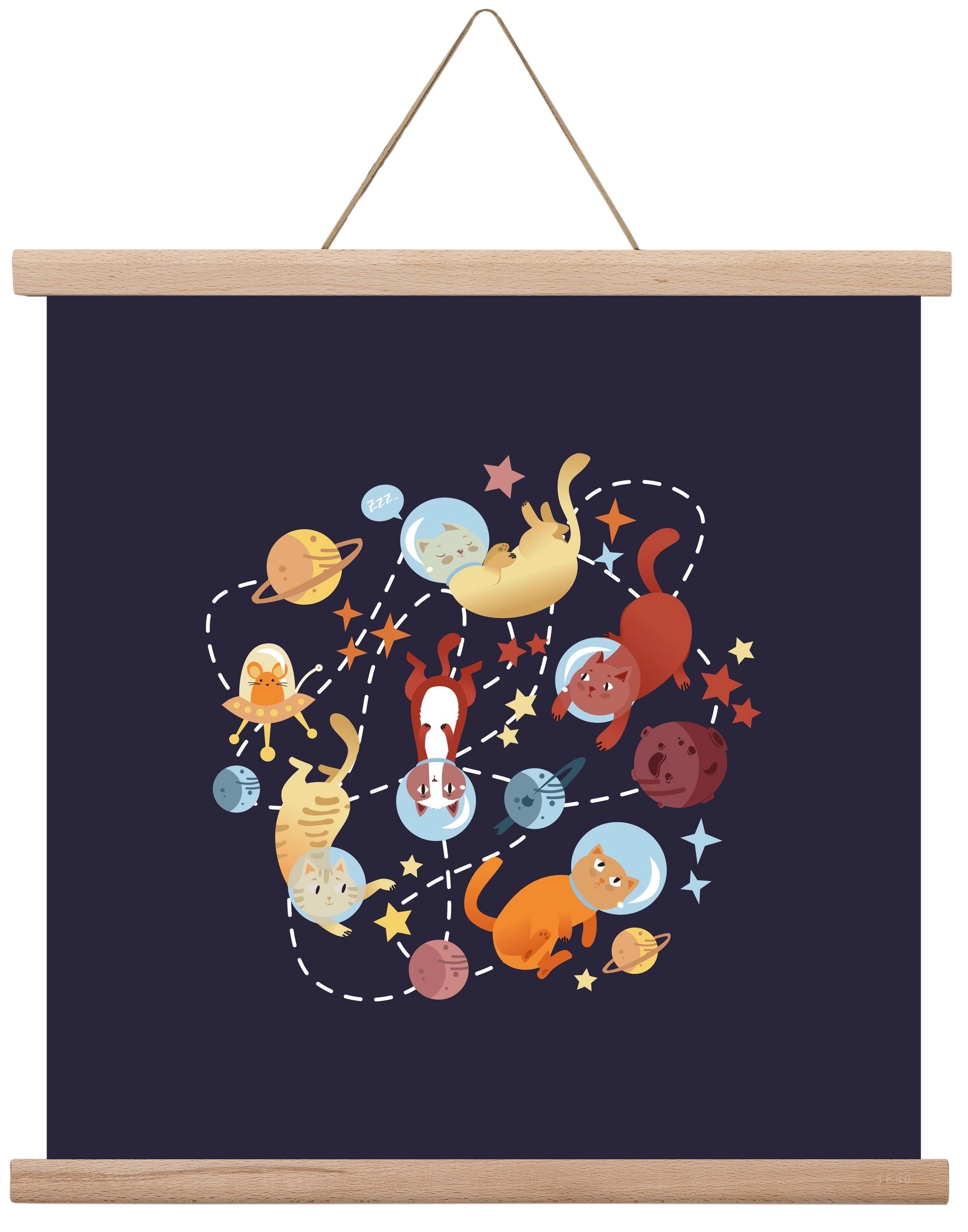 Cicasztronauták, 40x40 cm (40x40 cm), Tölgy akasztó