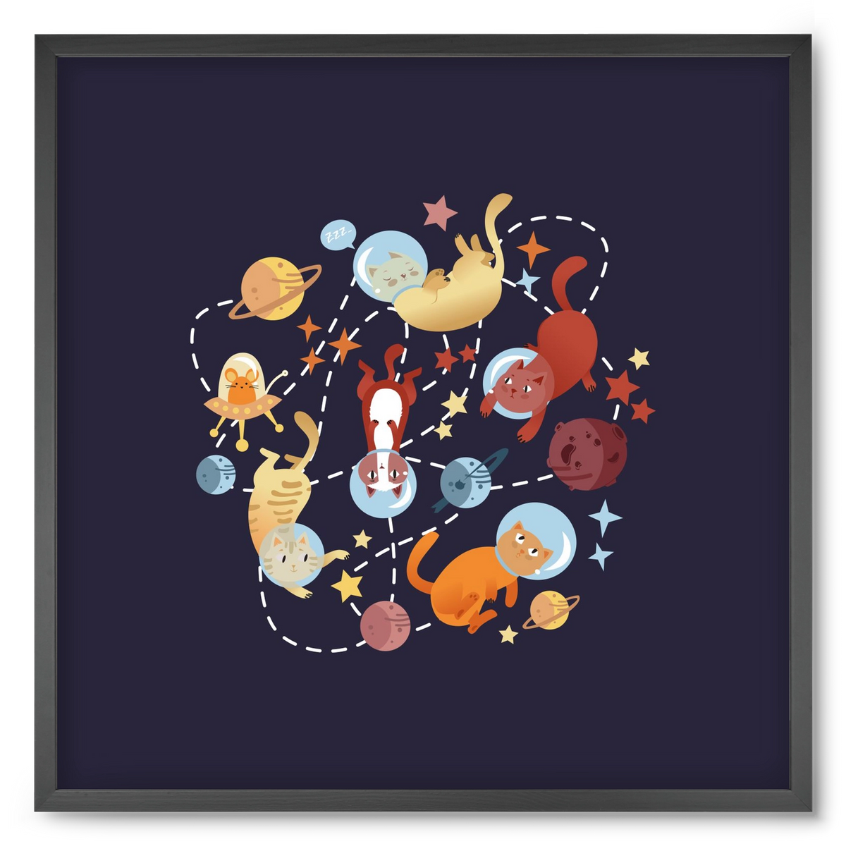 Cicasztronauták, 50x50 cm (50x50 cm), Fekete keret