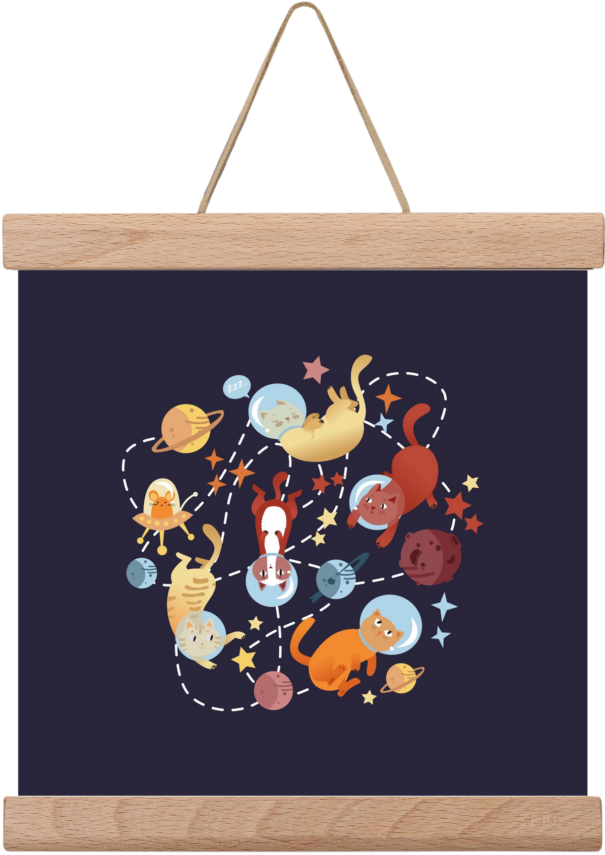 Cicasztronauták, 20x20 cm (20x20 cm), Tölgy akasztó