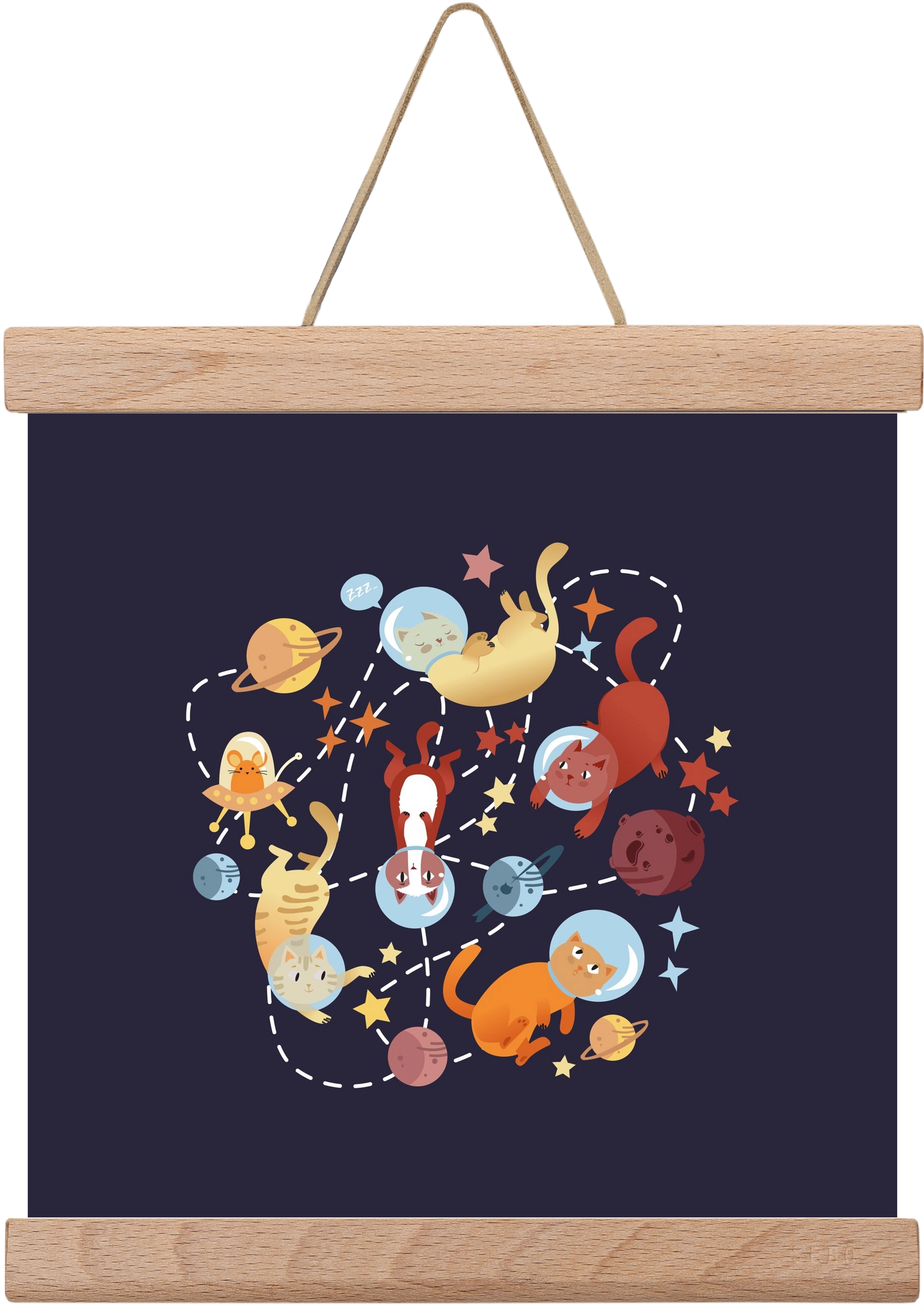 Cicasztronauták, 20x20 cm (20x20 cm), Tölgy akasztó