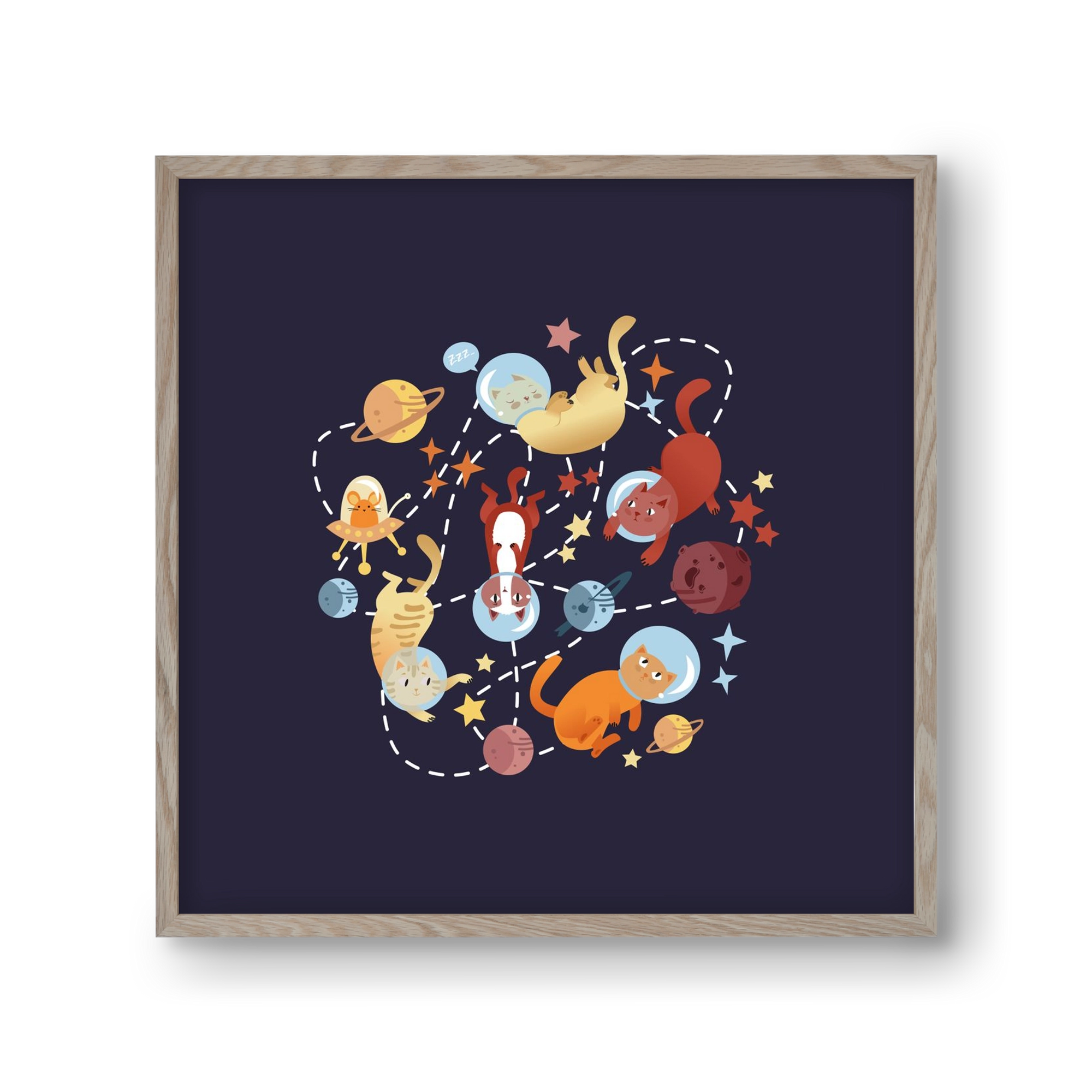 Cicasztronauták, 30x30 cm (30x30 cm), Tölgy keret