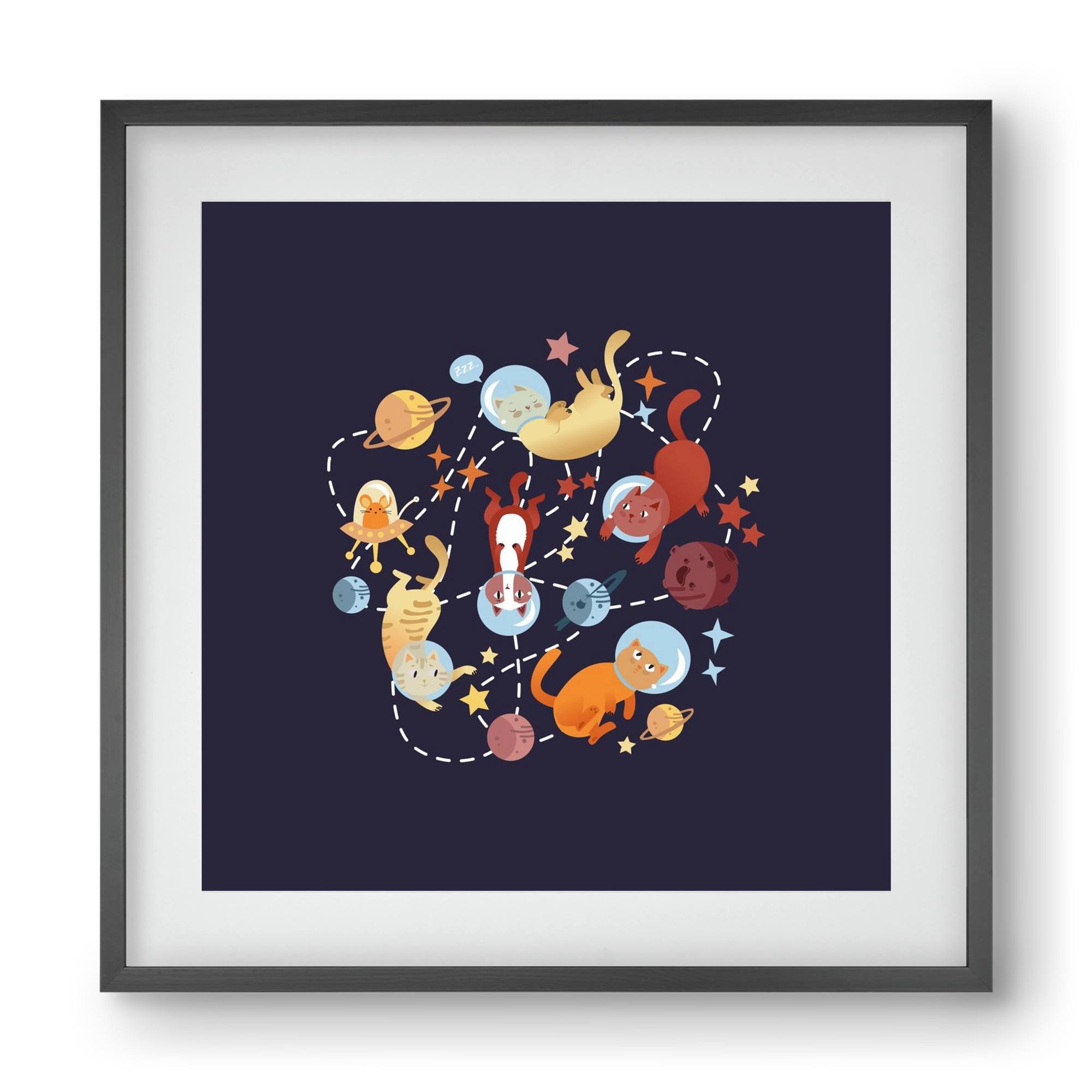 Cicasztronauták, 40x40 cm (30x30 cm), Fekete keret, paszpartuval