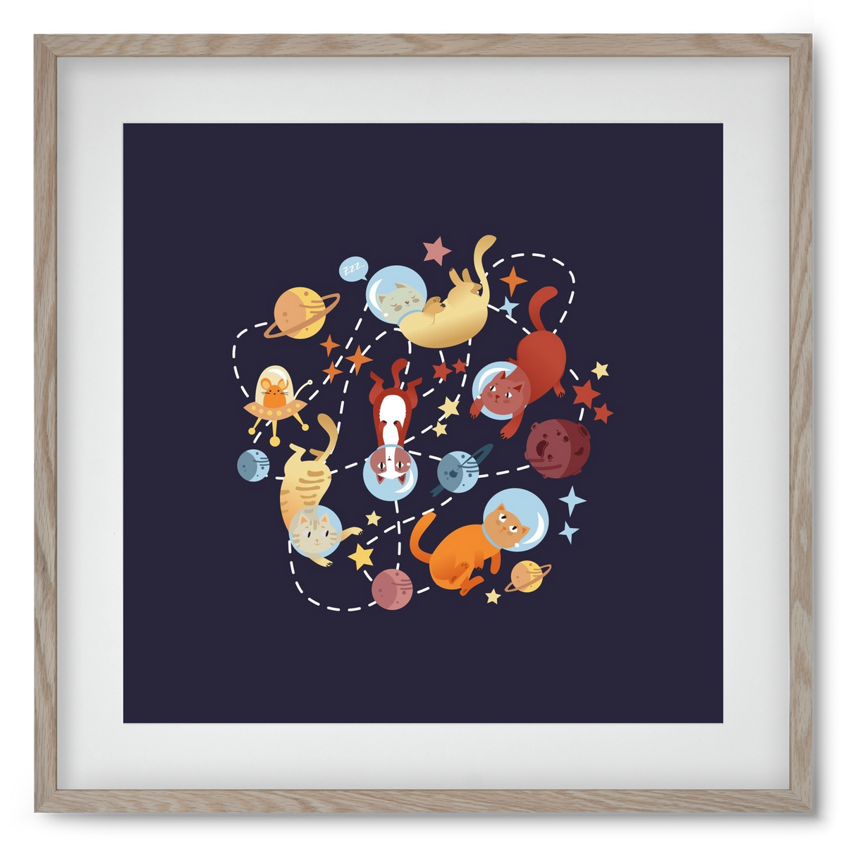 Cicasztronauták, 50x50 cm (40x40 cm), Tölgy keret, paszpartuval