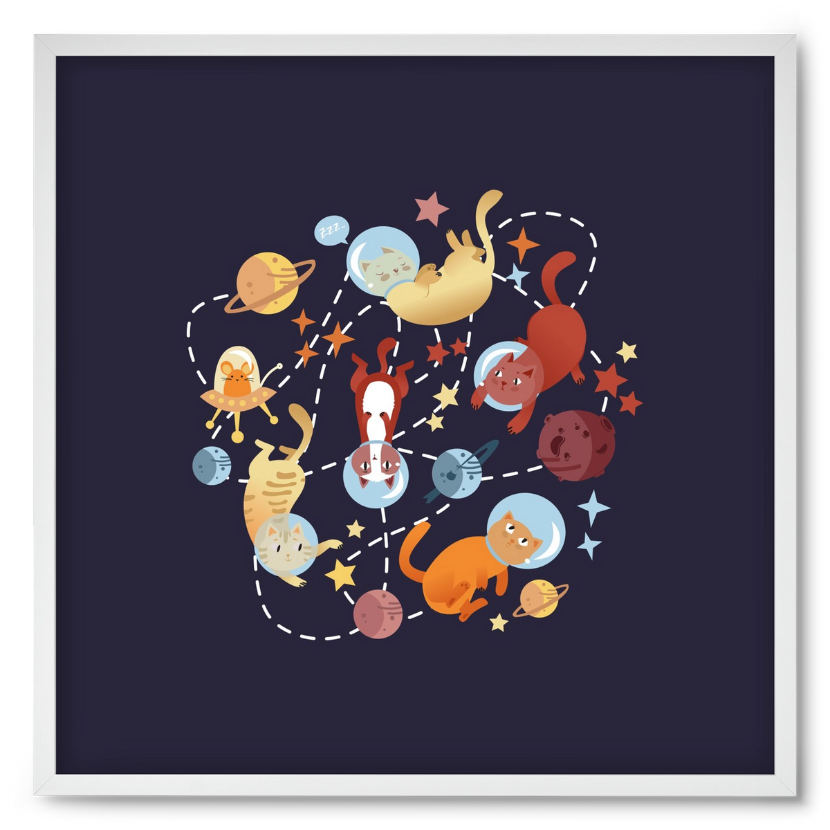 Cicasztronauták, 50x50 cm (50x50 cm), Fehér keret