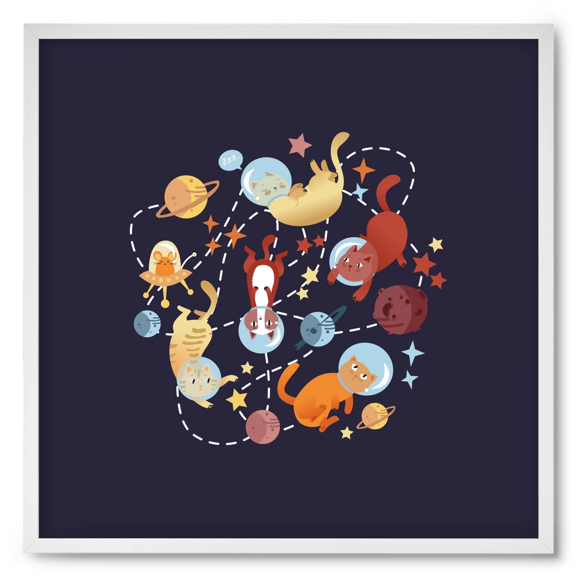 Cicasztronauták, 50x50 cm (50x50 cm), Fehér keret