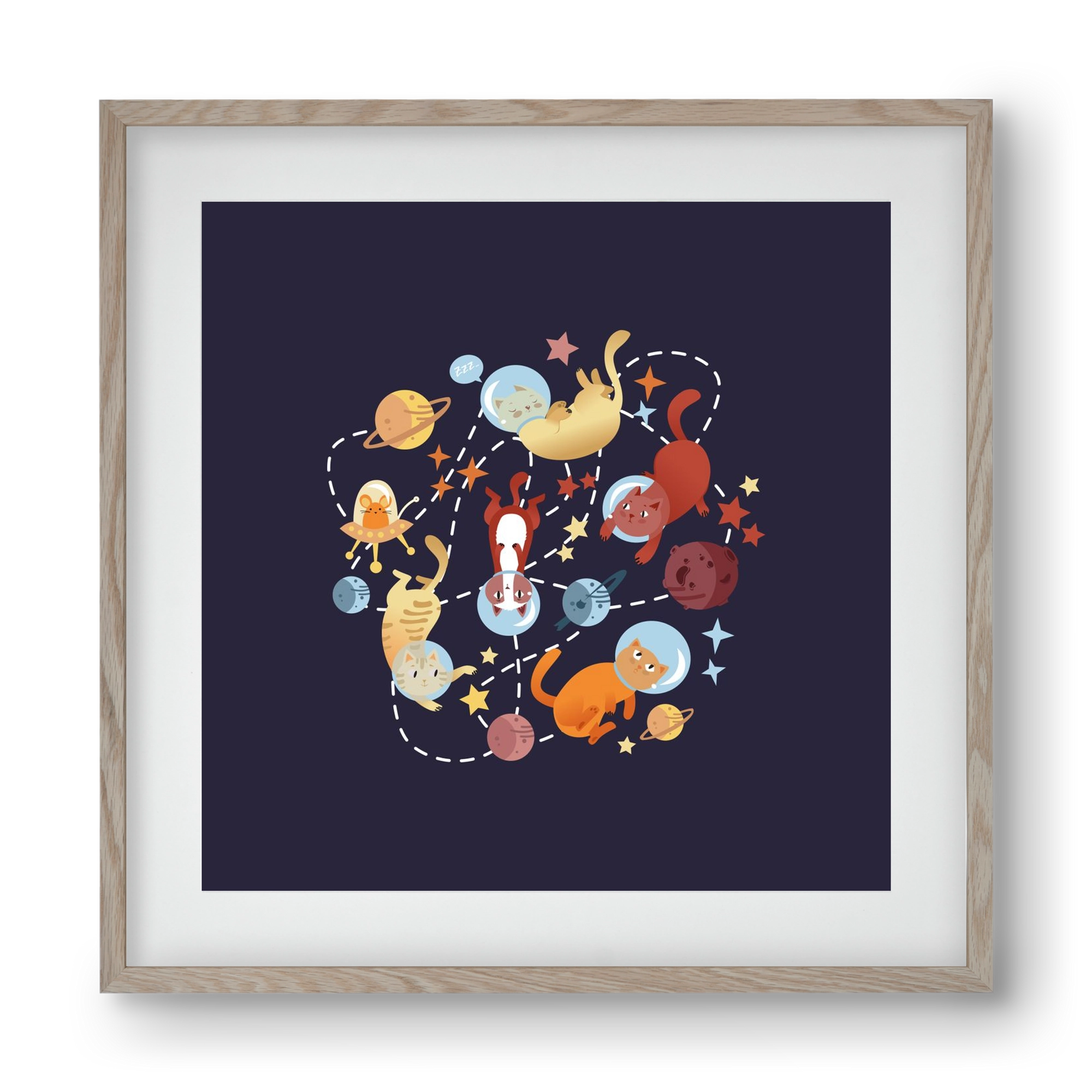 Cicasztronauták, 40x40 cm (30x30 cm), Tölgy keret, paszpartuval