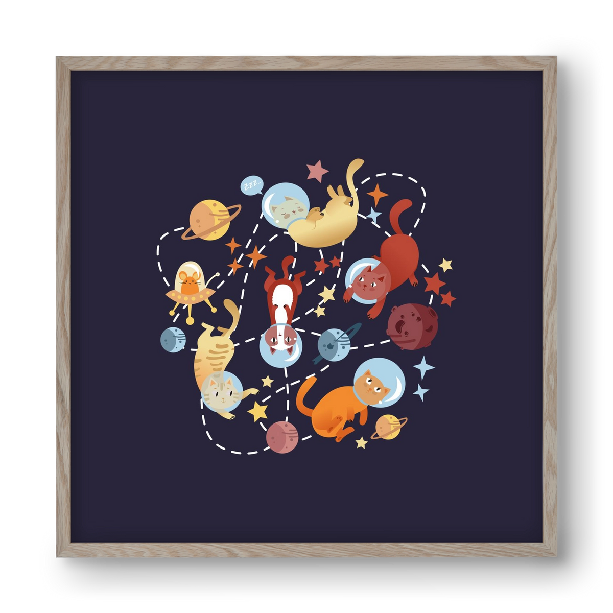 Cicasztronauták, 40x40 cm (40x40 cm), Tölgy keret