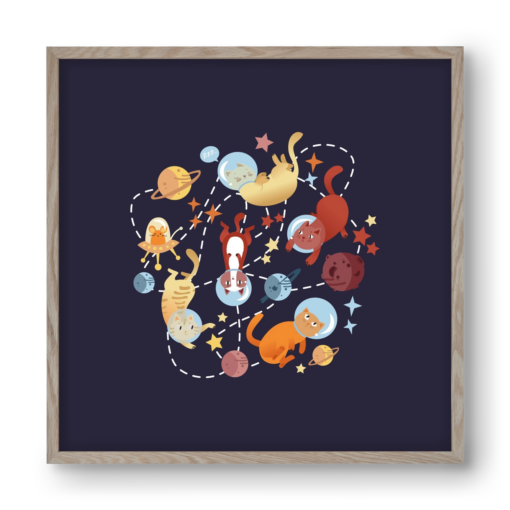 Cicasztronauták, 40x40 cm (40x40 cm), Tölgy keret