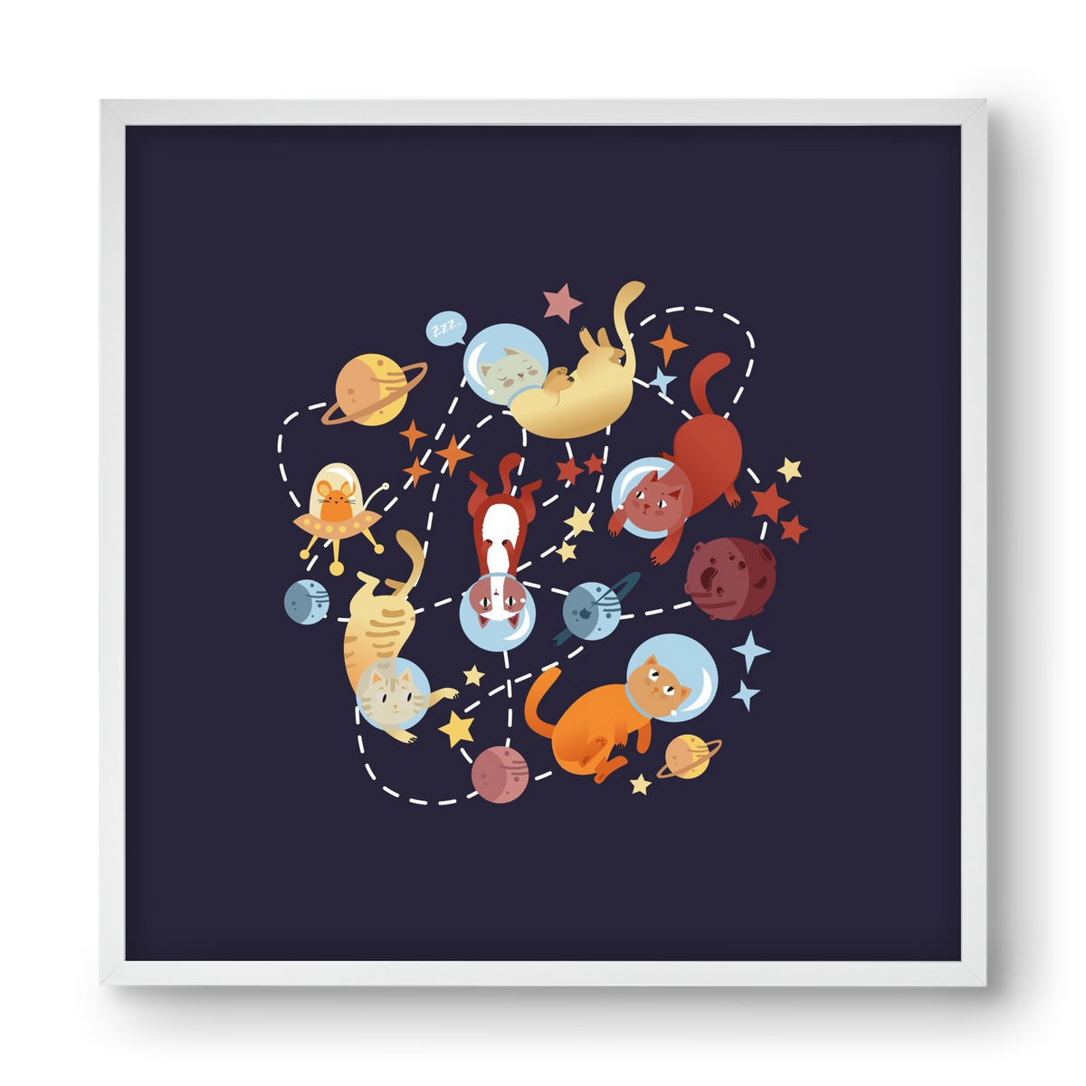 Cicasztronauták, 40x40 cm (40x40 cm), Fehér keret