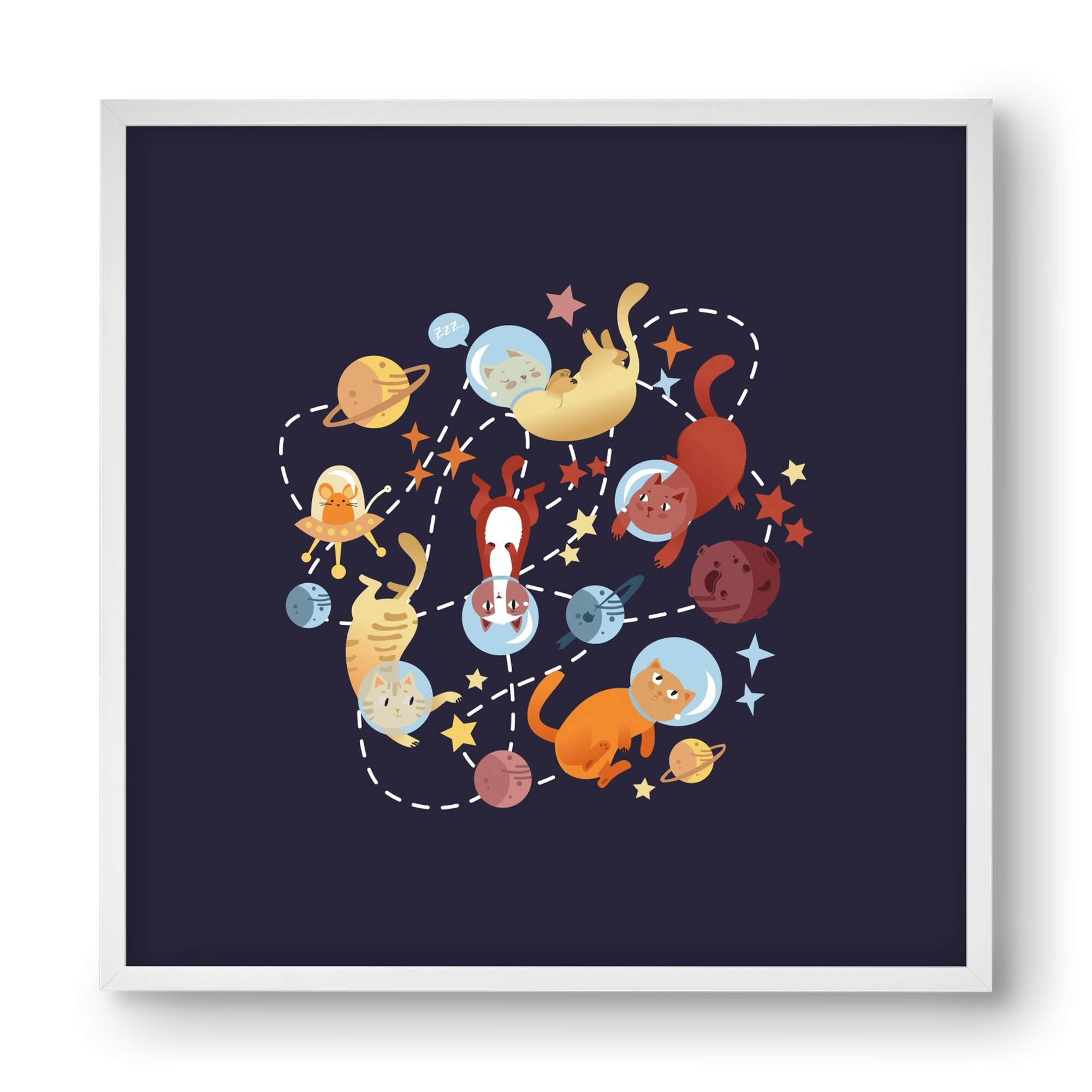 Cicasztronauták, 40x40 cm (40x40 cm), Fehér keret