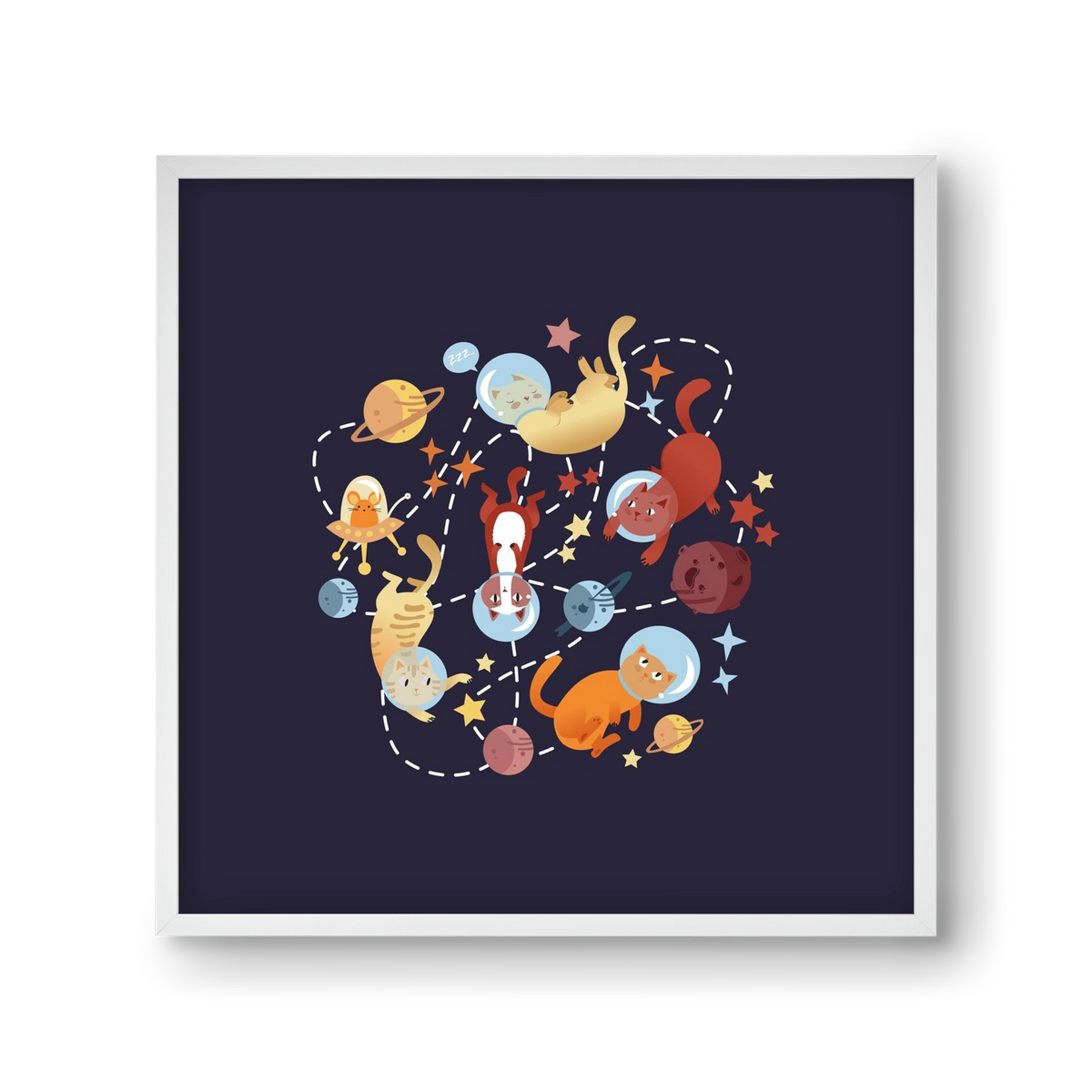 Cicasztronauták, 30x30 cm (30x30 cm), Fehér keret