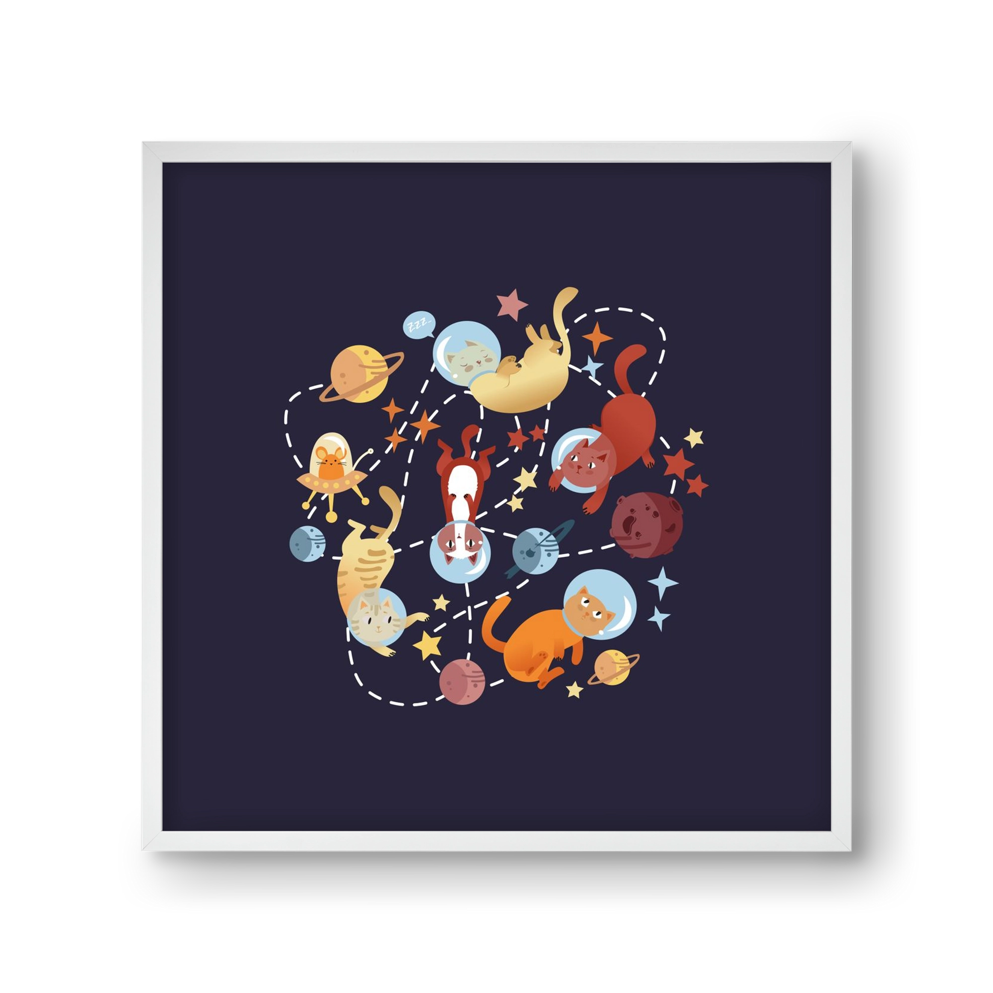 Cicasztronauták, 30x30 cm (30x30 cm), Fehér keret