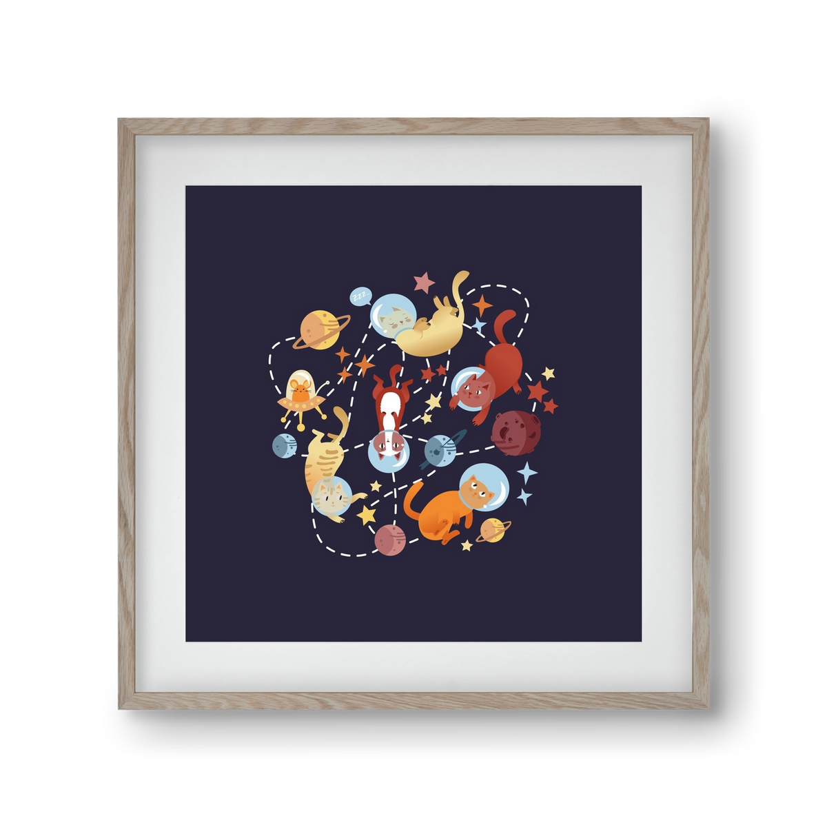 Cicasztronauták, 30x30 cm (20x20 cm), Tölgy keret, paszpartuval