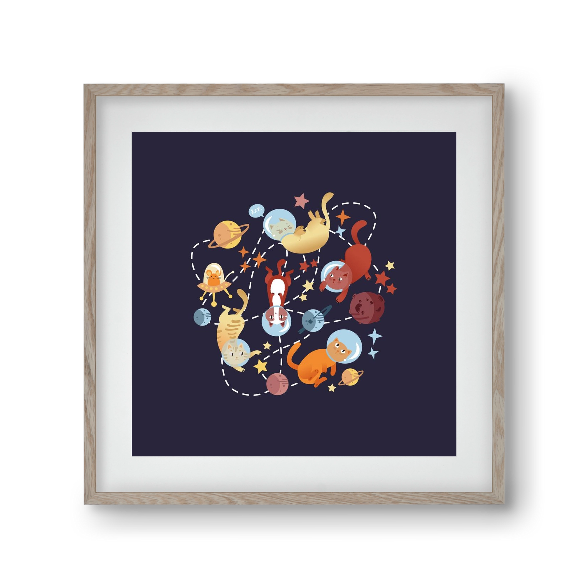 Cicasztronauták, 30x30 cm (20x20 cm), Tölgy keret, paszpartuval