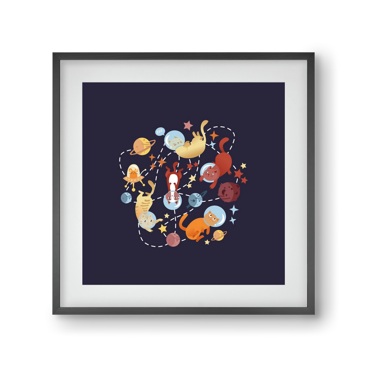 Cicasztronauták, 30x30 cm (20x20 cm), Fekete keret, paszpartuval