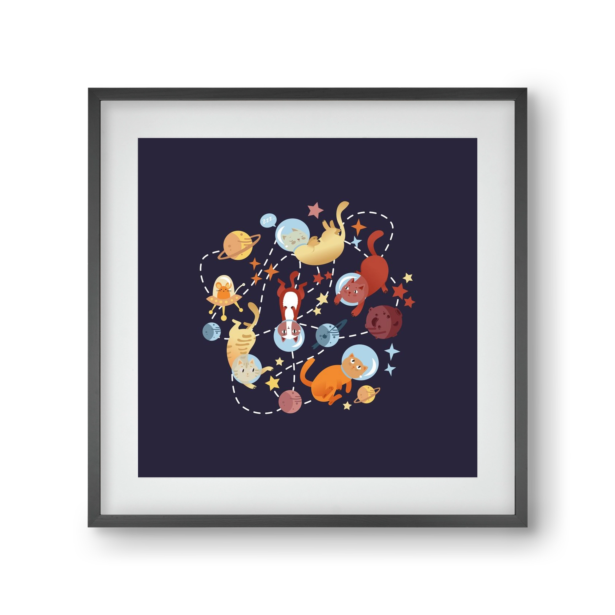 Cicasztronauták, 30x30 cm (20x20 cm), Fekete keret, paszpartuval