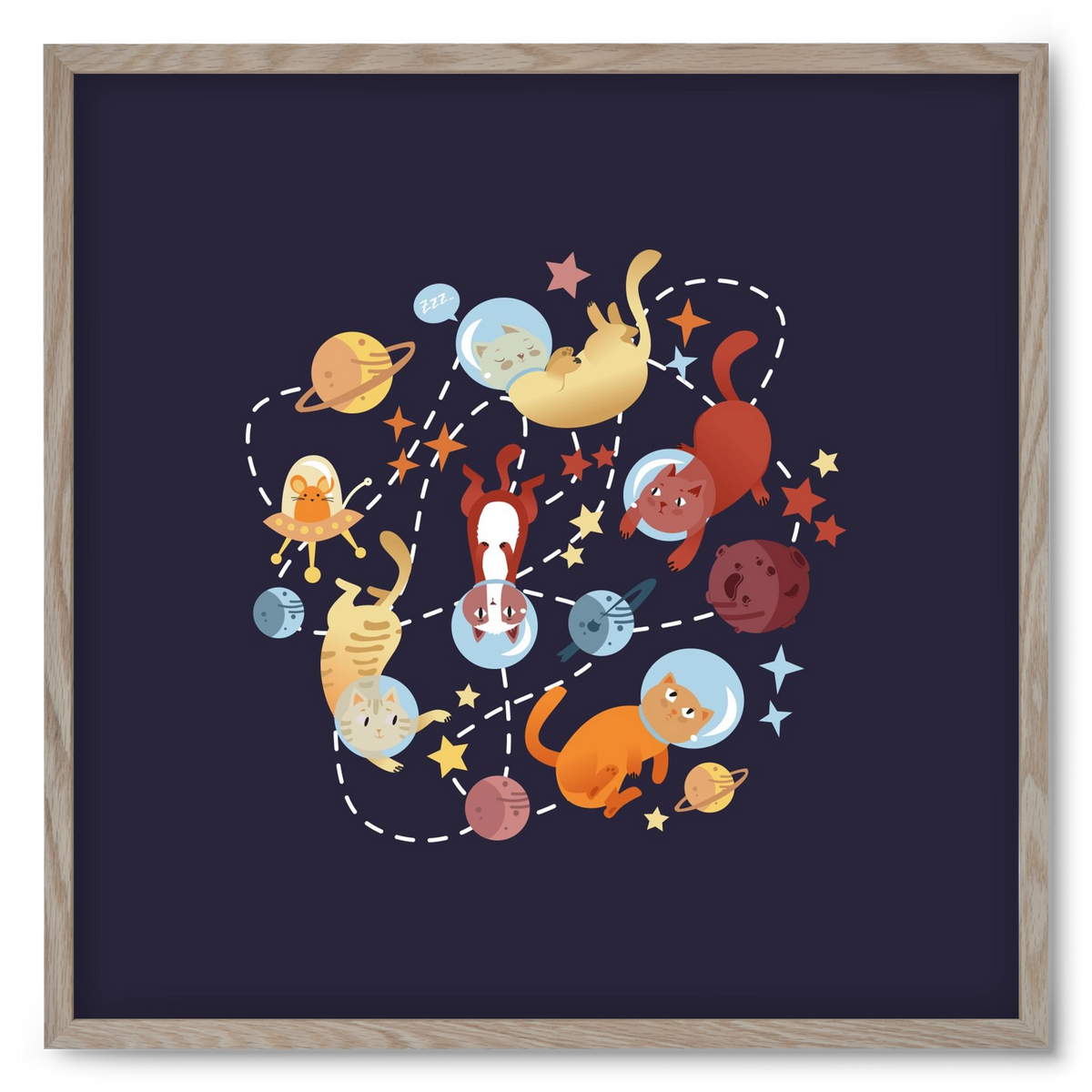 Cicasztronauták, 50x50 cm (50x50 cm), Tölgy keret