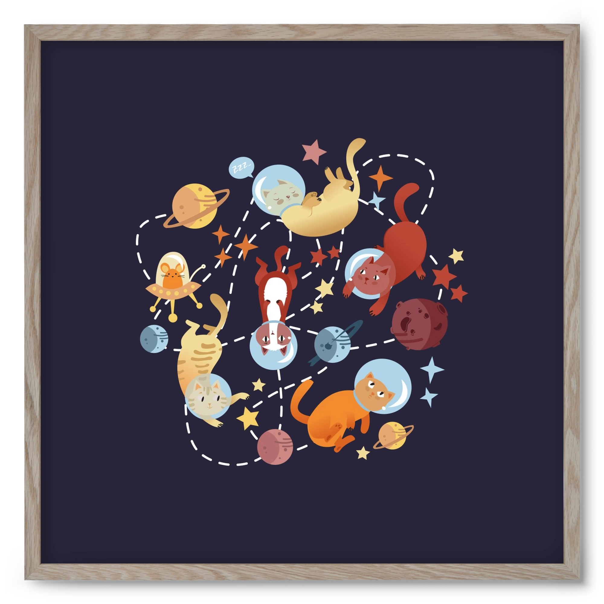 Cicasztronauták, 50x50 cm (50x50 cm), Tölgy keret