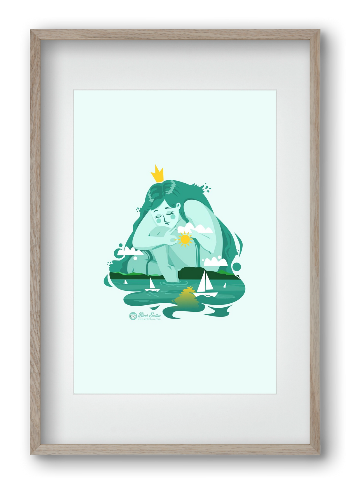 Balaton, 40x60 cm (30x45 cm), Tölgy keret, paszpartuval