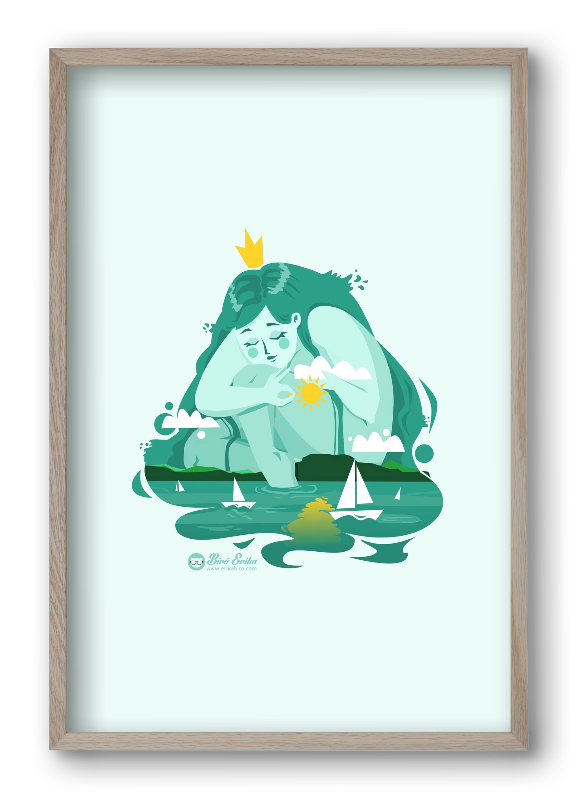 Balaton, 40x60 cm (40x60 cm), Tölgy keret