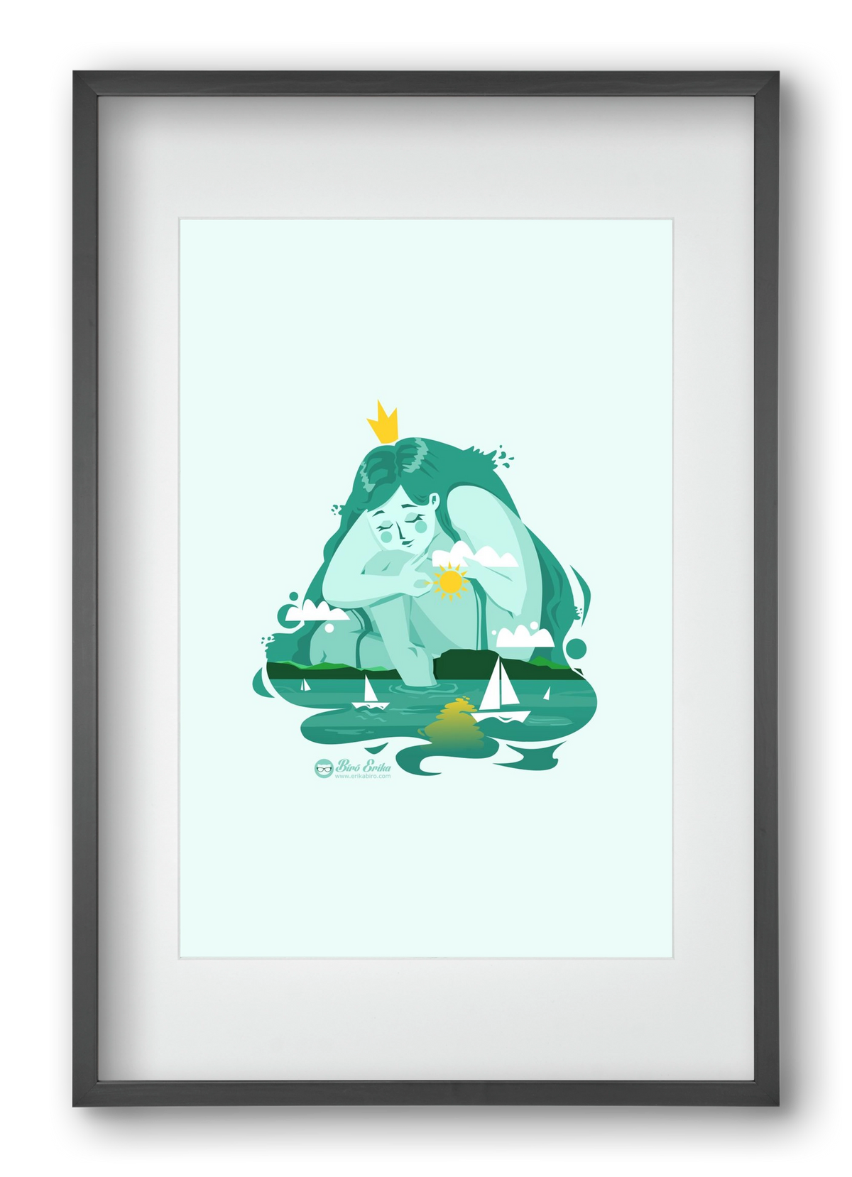 Balaton, 40x60 cm (30x45 cm), Fekete keret, paszpartuval