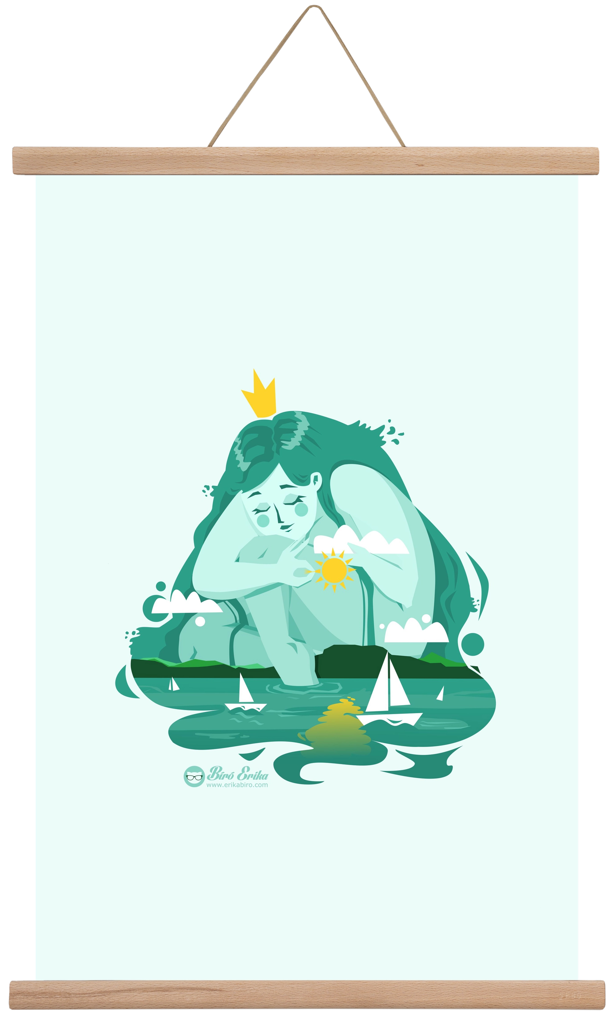 Balaton, 40x60 cm (40x60 cm), Tölgy akasztó