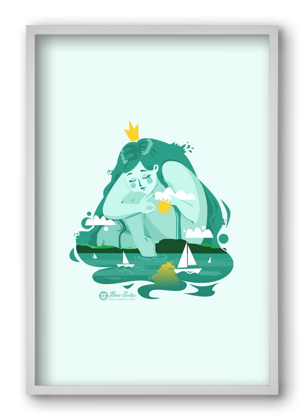 Balaton, 40x60 cm (40x60 cm), Fehér keret