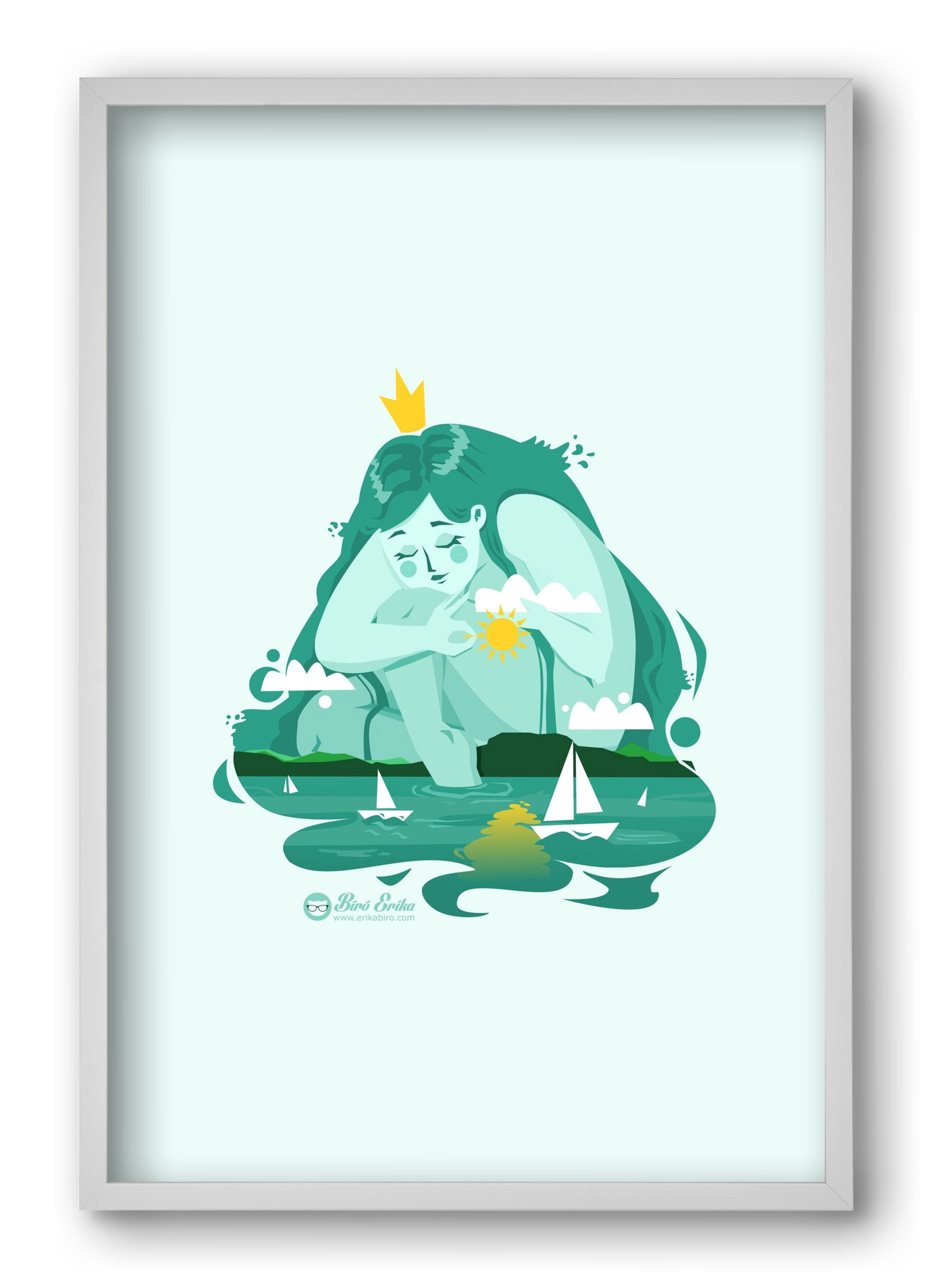 Balaton, 40x60 cm (40x60 cm), Fehér keret