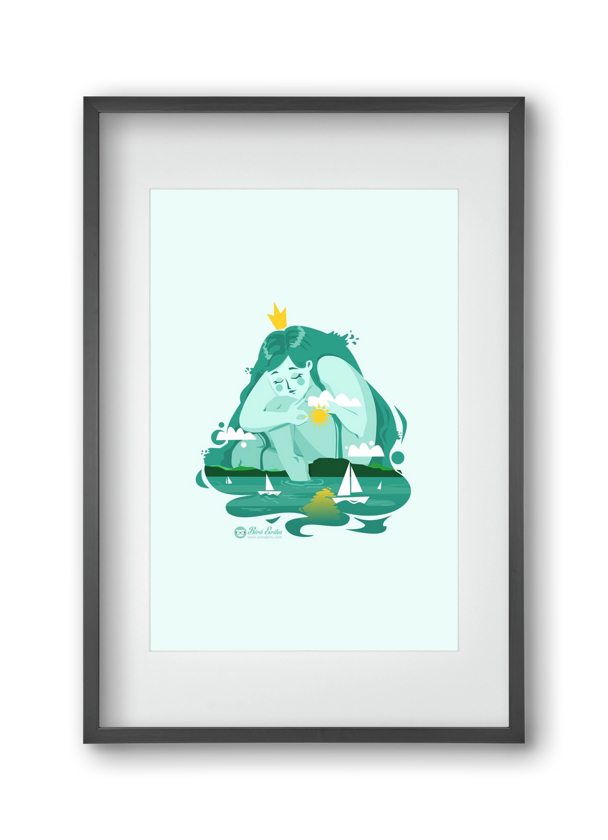 Balaton, 30x45 cm (20x30 cm), Fekete keret, paszpartuval