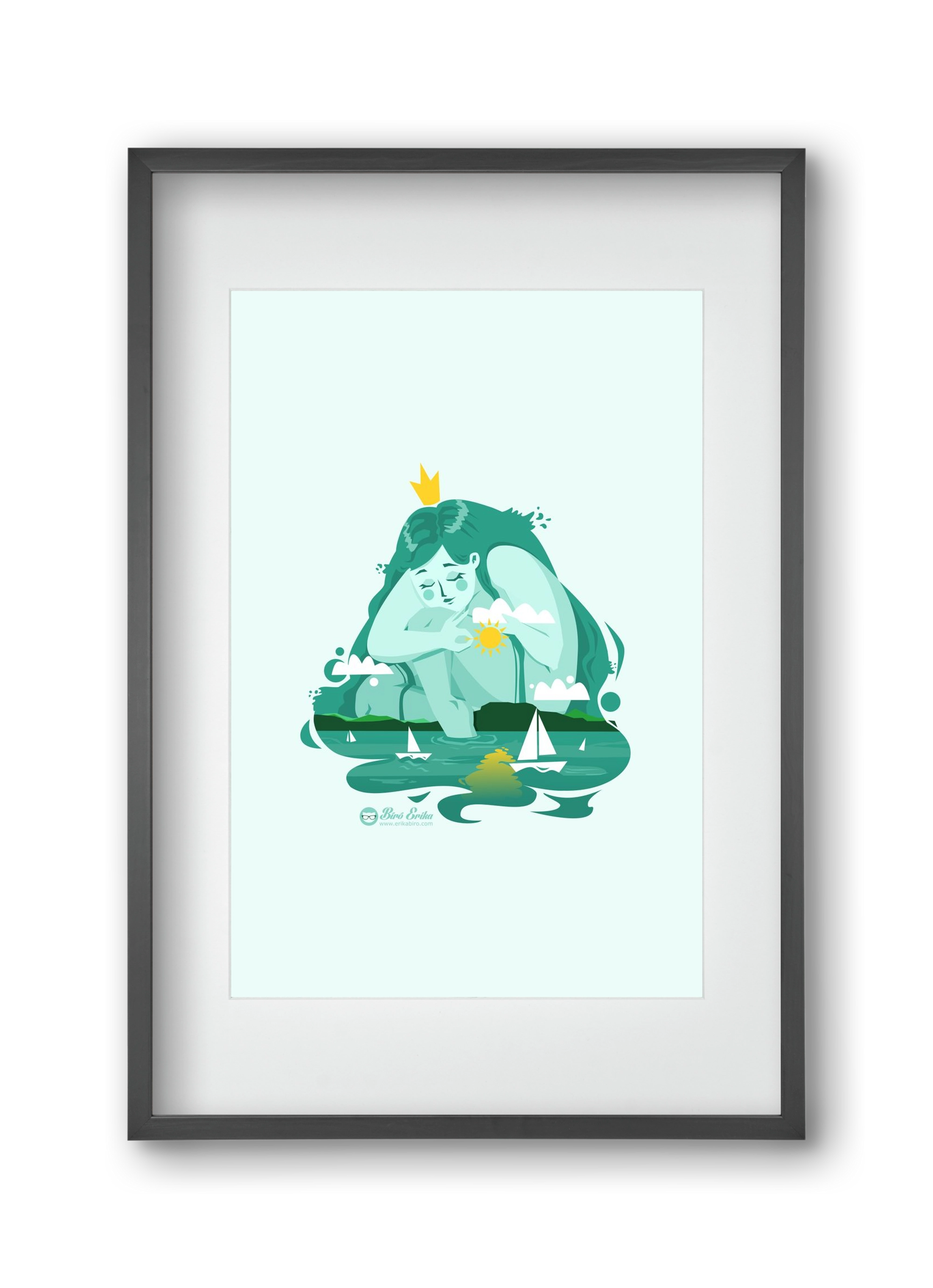 Balaton, 30x45 cm (20x30 cm), Fekete keret, paszpartuval