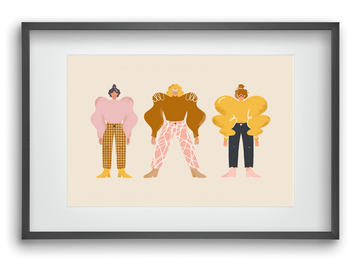 Whimsical Women, 60x40 cm (45x30 cm), Fekete keret, paszpartuval