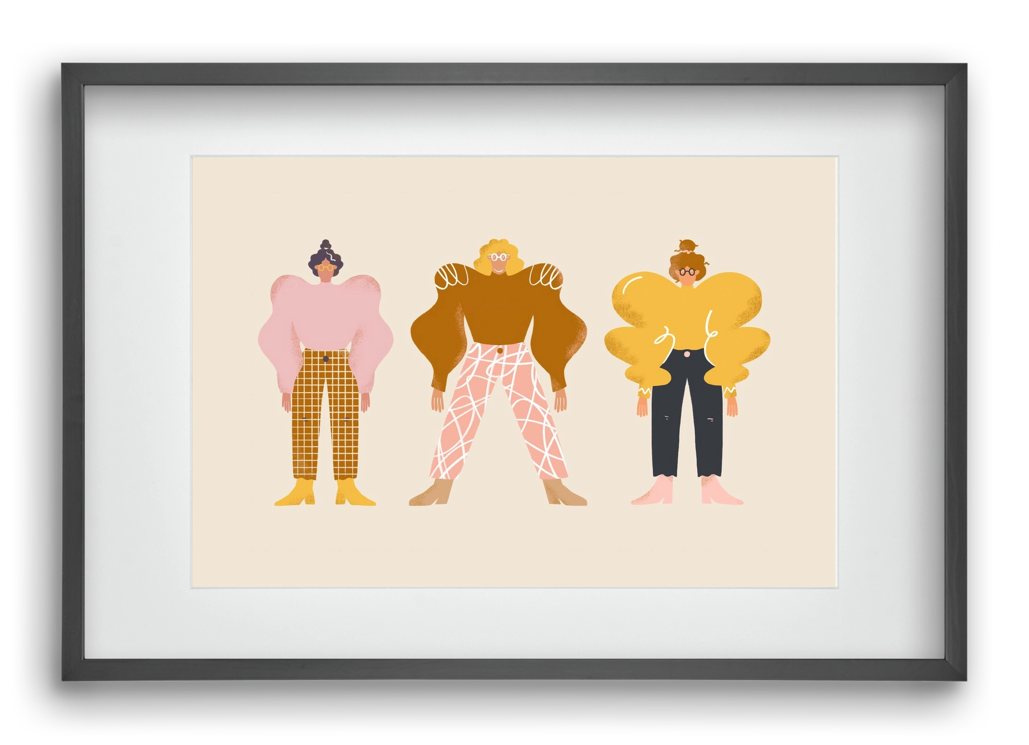 Whimsical Women, 60x40 cm (45x30 cm), Fekete keret, paszpartuval