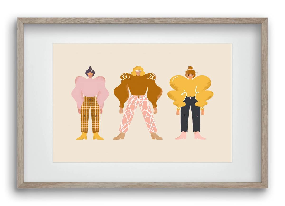 Whimsical Women, 60x40 cm (45x30 cm), Tölgy keret, paszpartuval