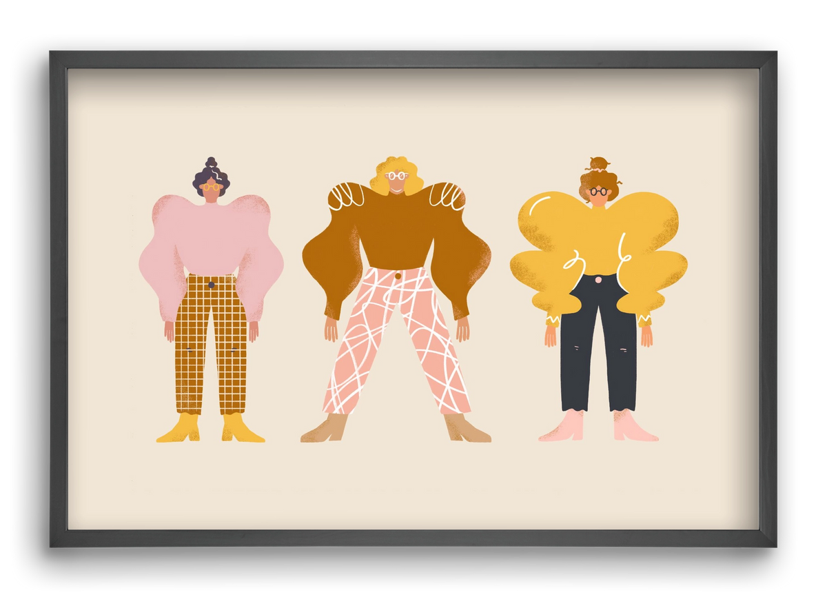 Whimsical Women, 60x40 cm (60x40 cm), Fekete keret