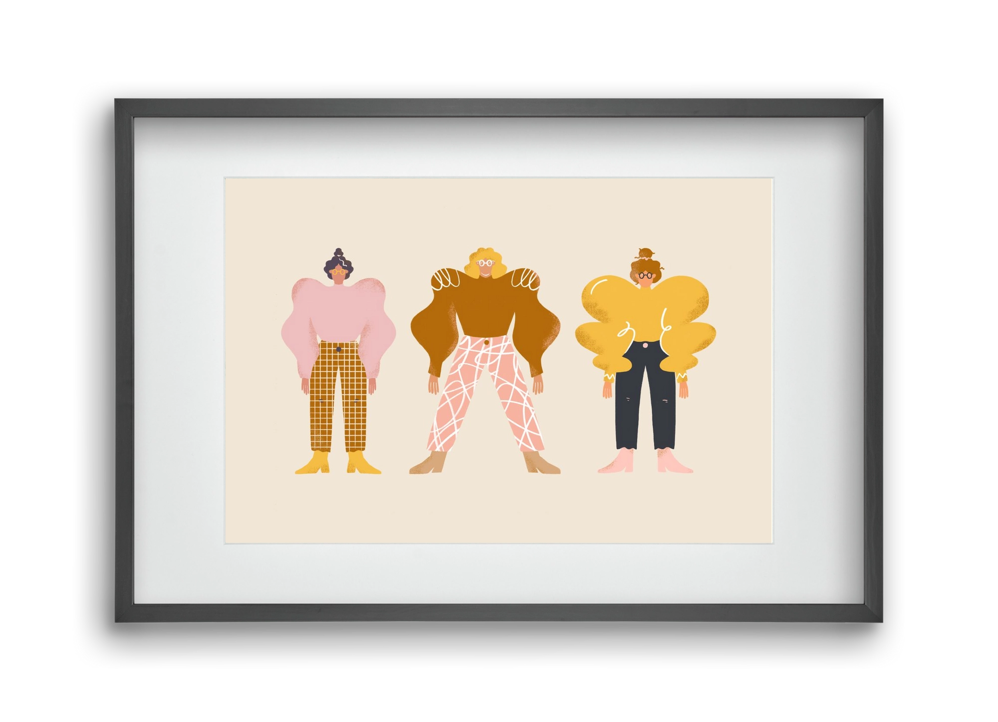 Whimsical Women, 45x30 cm (30x20 cm), Fekete keret, paszpartuval