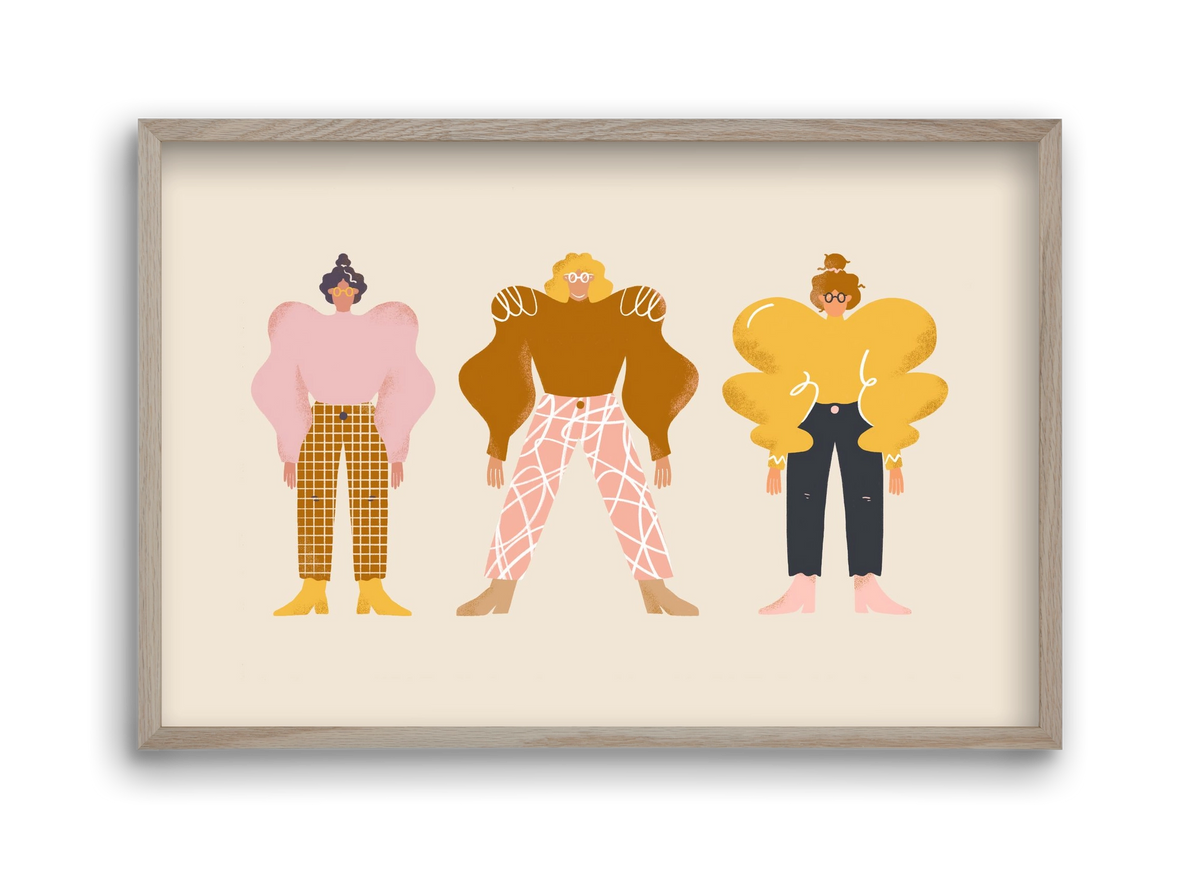 Whimsical Women, 45x30 cm (45x30 cm), Tölgy keret