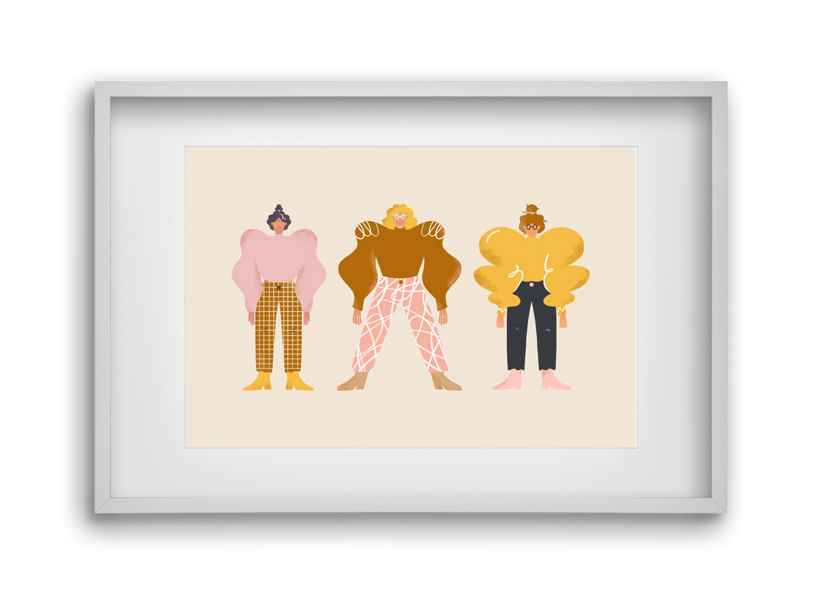 Whimsical Women, 45x30 cm (30x20 cm), Fehér keret, paszpartuval