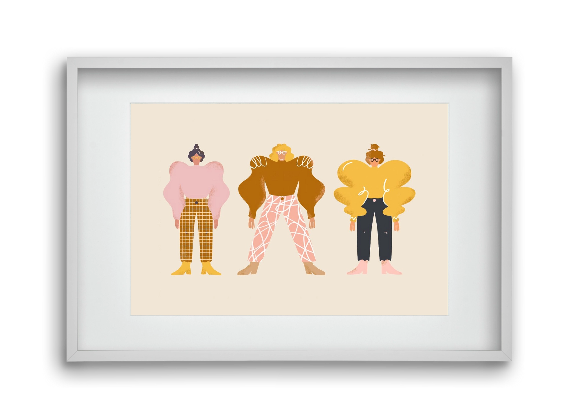 Whimsical Women, 45x30 cm (30x20 cm), Fehér keret, paszpartuval