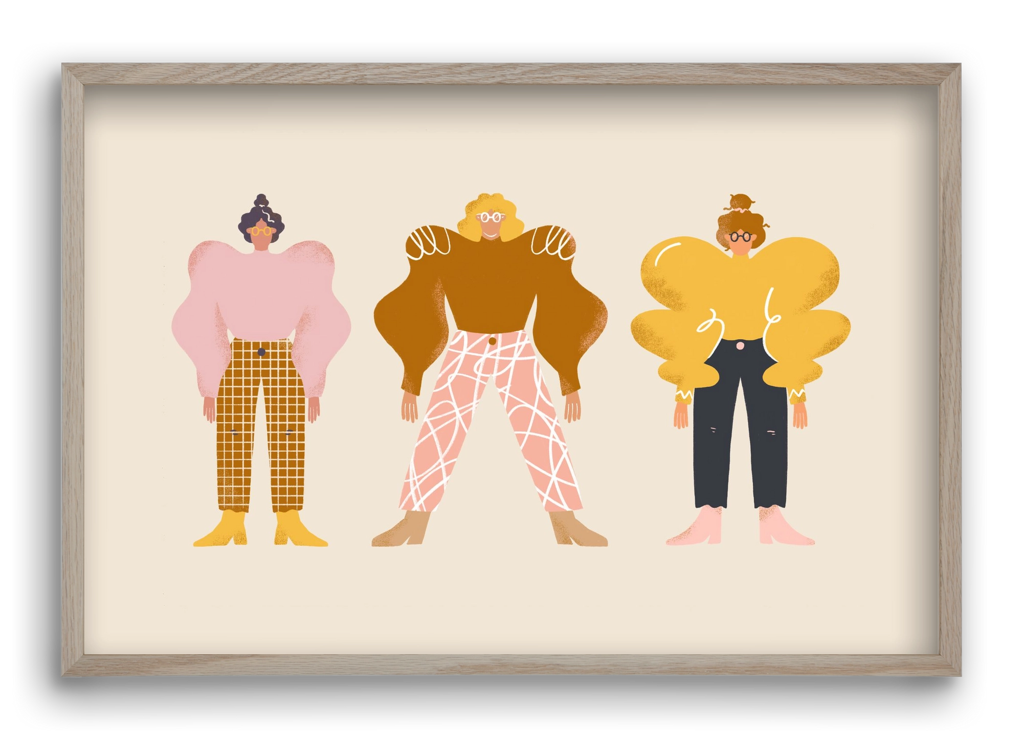 Whimsical Women, 60x40 cm (60x40 cm), Tölgy keret