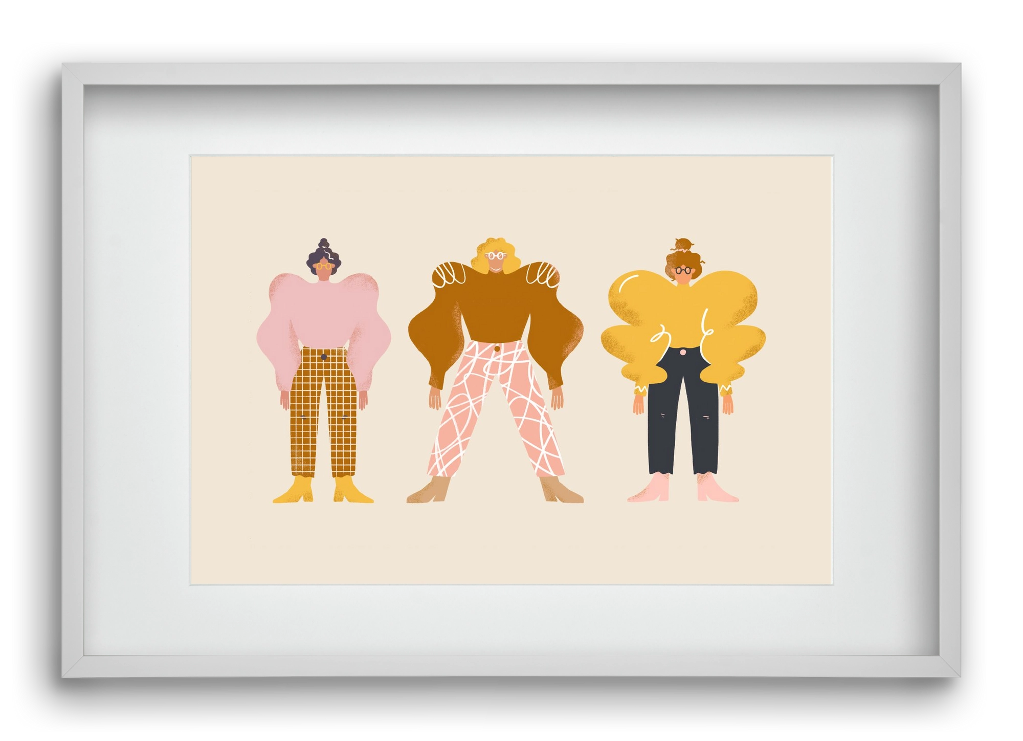 Whimsical Women, 60x40 cm (45x30 cm), Fehér keret, paszpartuval