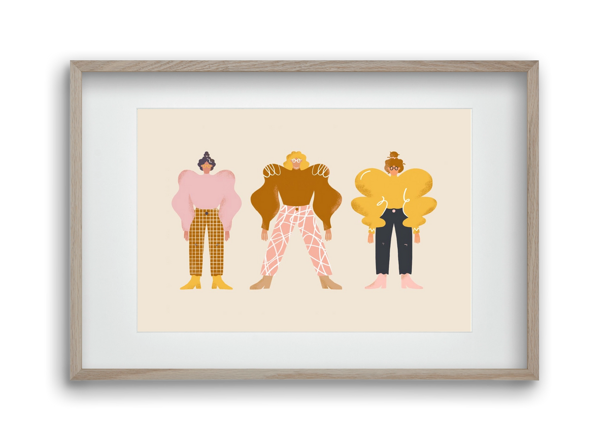 Whimsical Women, 45x30 cm (30x20 cm), Tölgy keret, paszpartuval