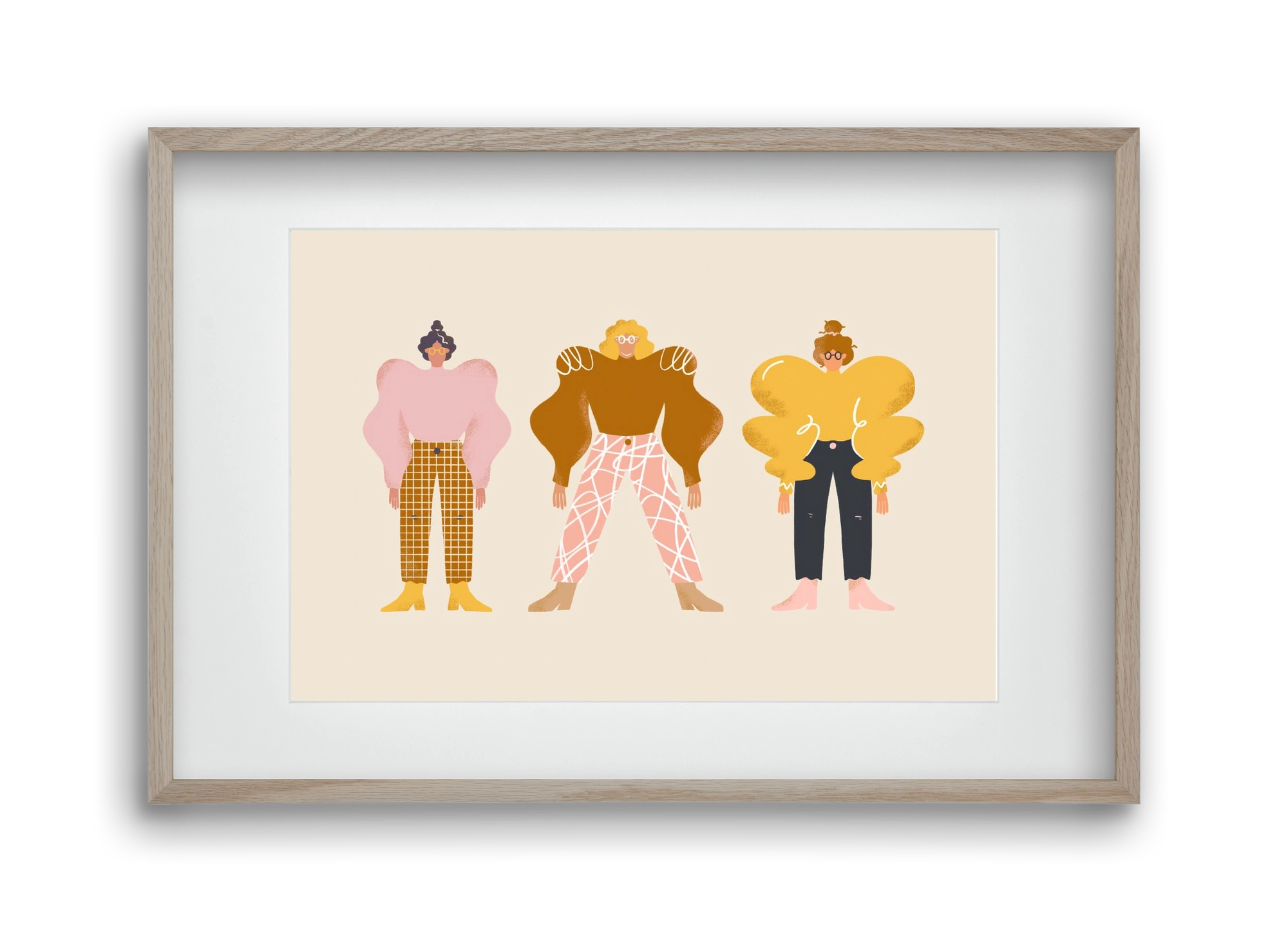 Whimsical Women, 45x30 cm (30x20 cm), Tölgy keret, paszpartuval