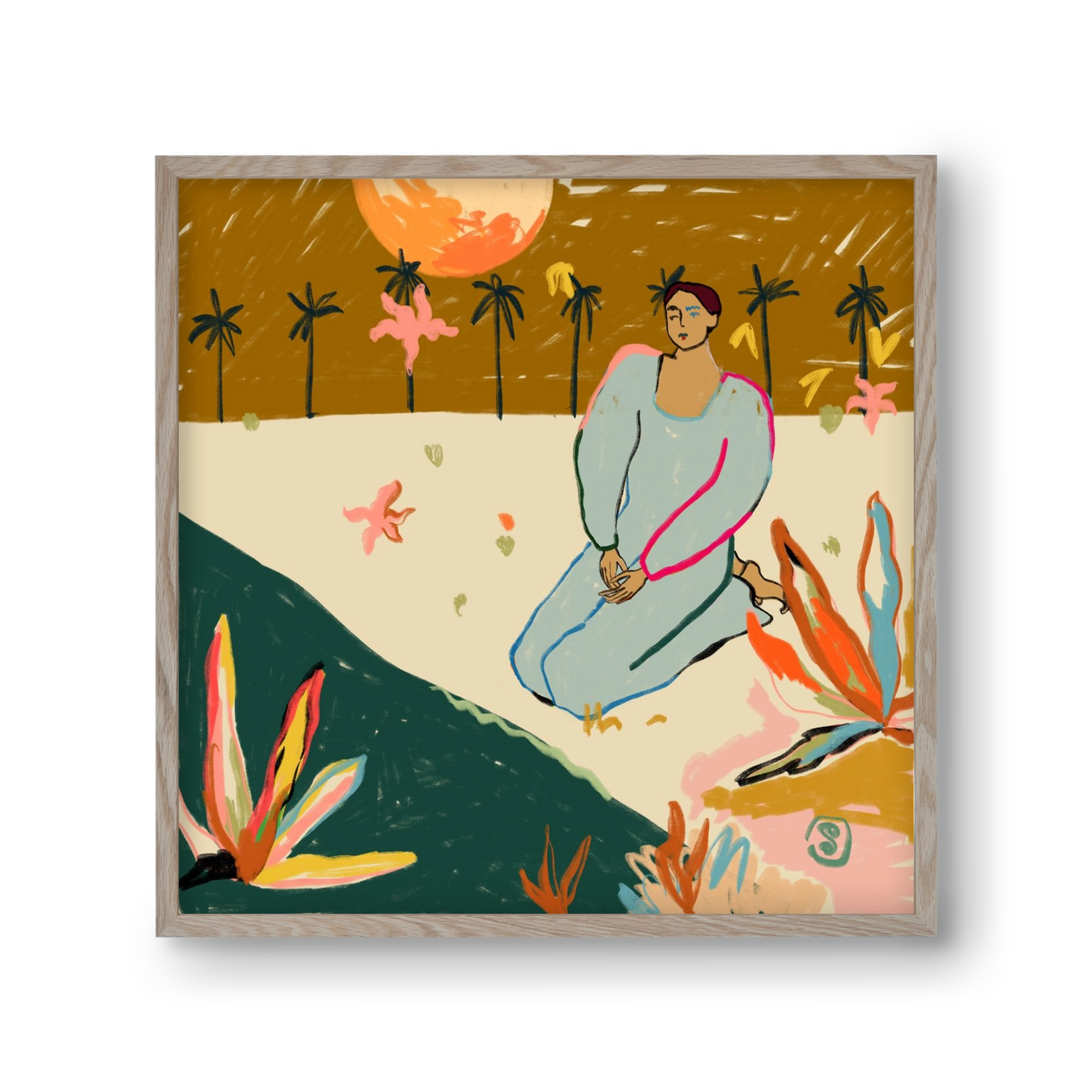 REFLECTION, 30x30 cm (30x30 cm), Tölgy keret