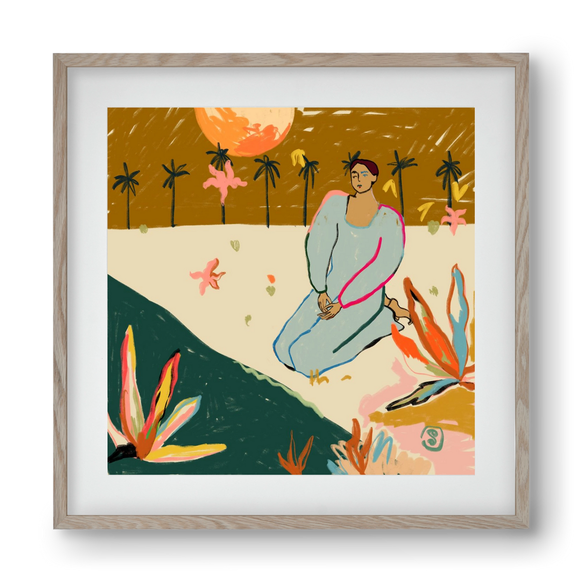 REFLECTION, 40x40 cm (30x30 cm), Tölgy keret, paszpartuval