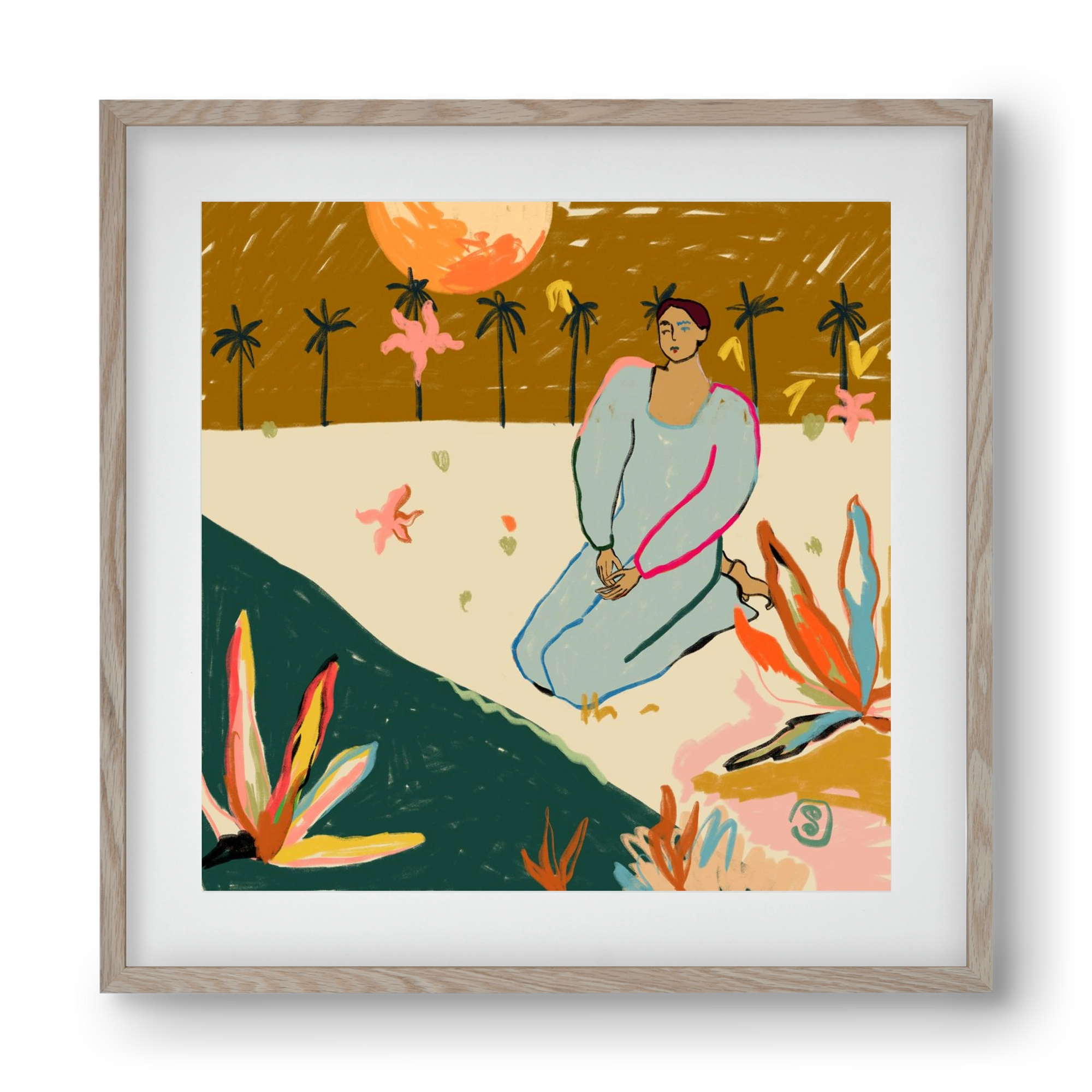 REFLECTION, 40x40 cm (30x30 cm), Tölgy keret, paszpartuval