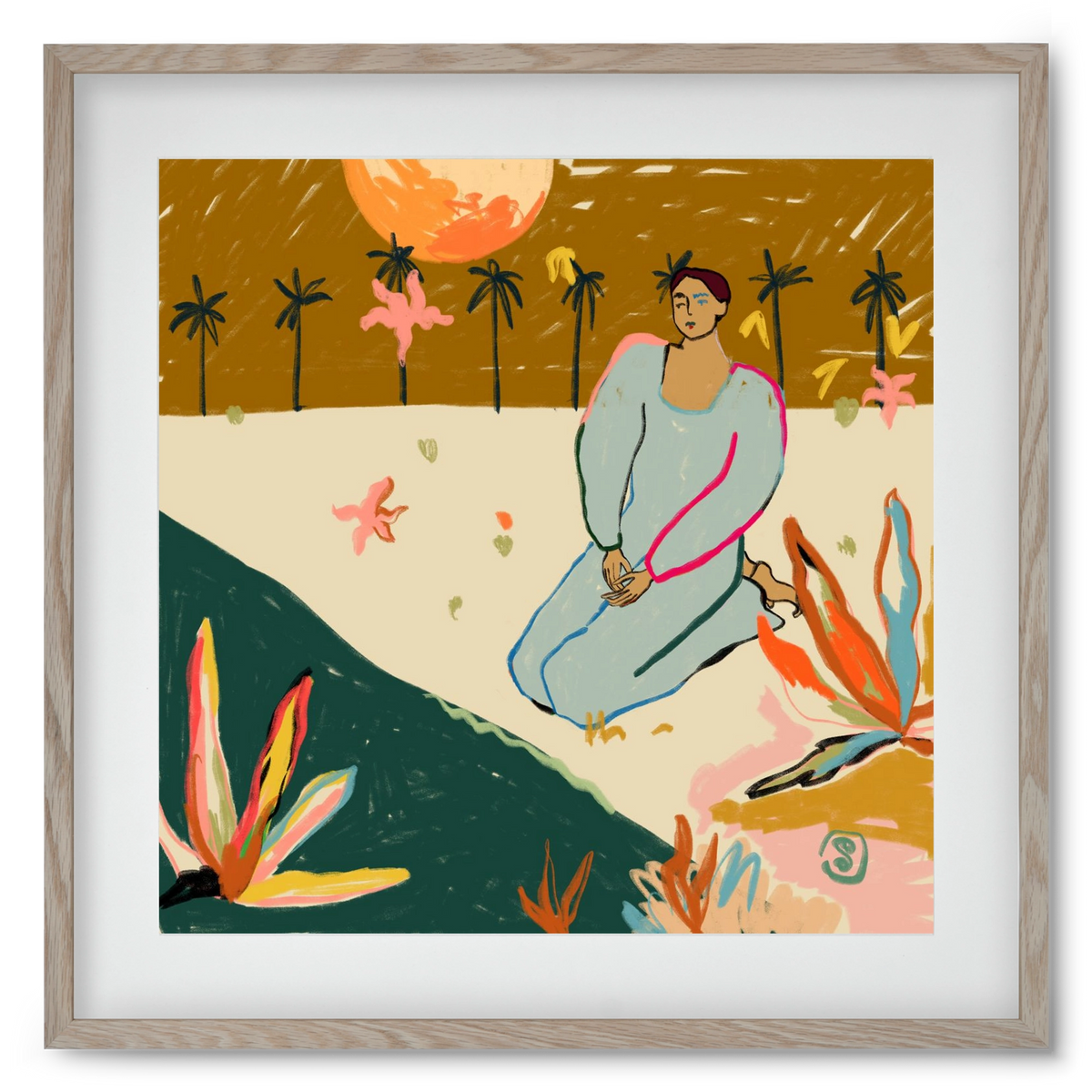 REFLECTION, 50x50 cm (40x40 cm), Tölgy keret, paszpartuval