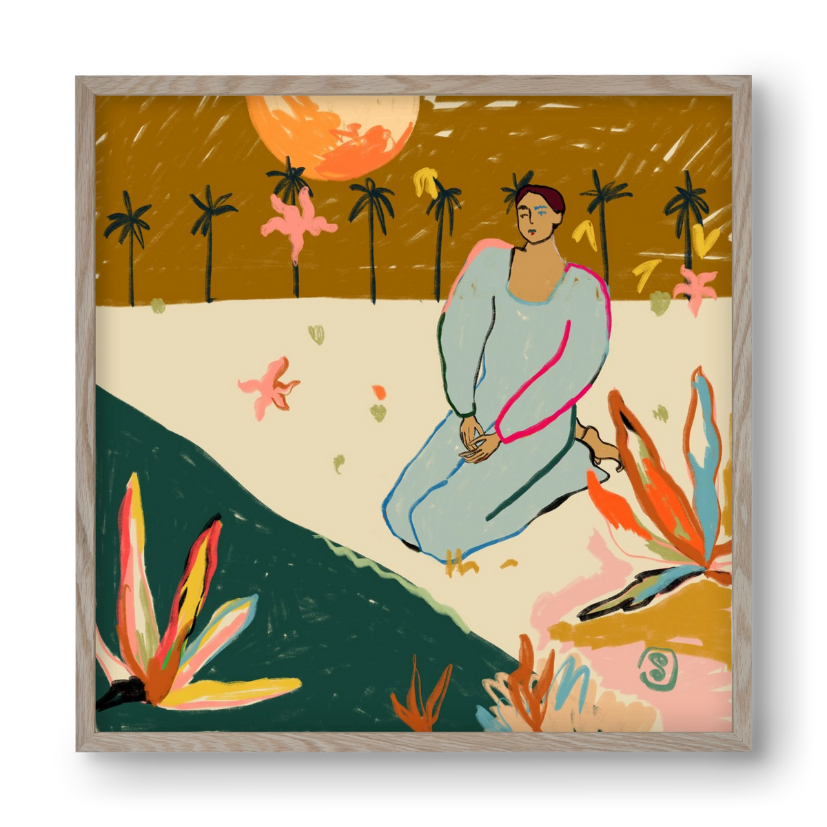 REFLECTION, 40x40 cm (40x40 cm), Tölgy keret