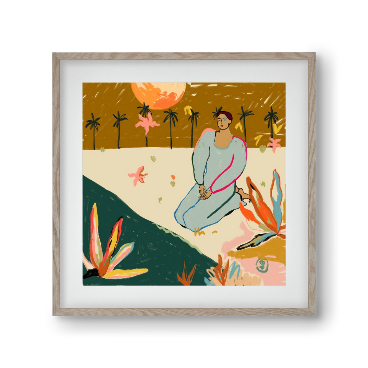 REFLECTION, 30x30 cm (20x20 cm), Tölgy keret, paszpartuval