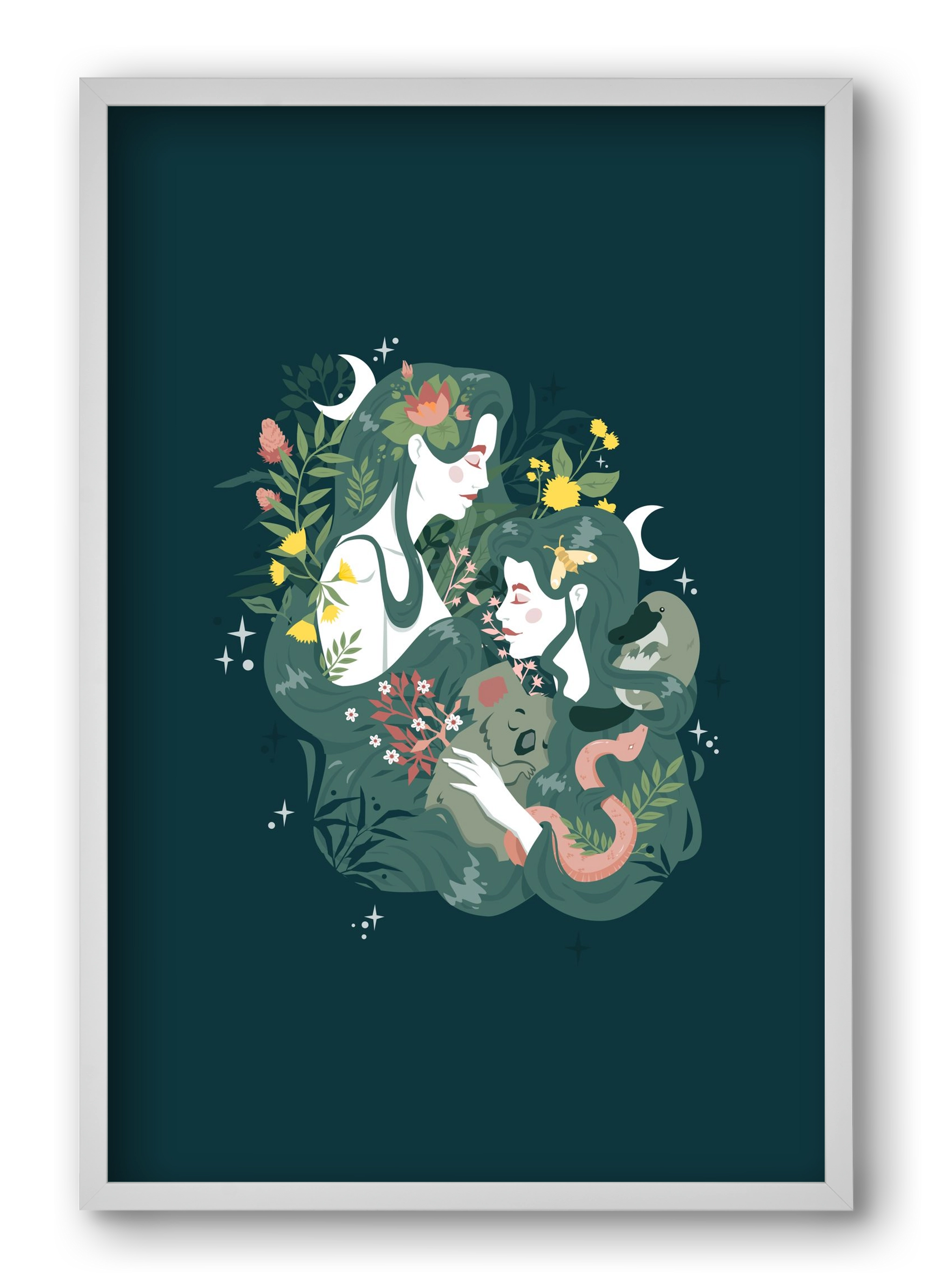 Flora & Fauna, 40x60 cm (40x60 cm), Fehér keret