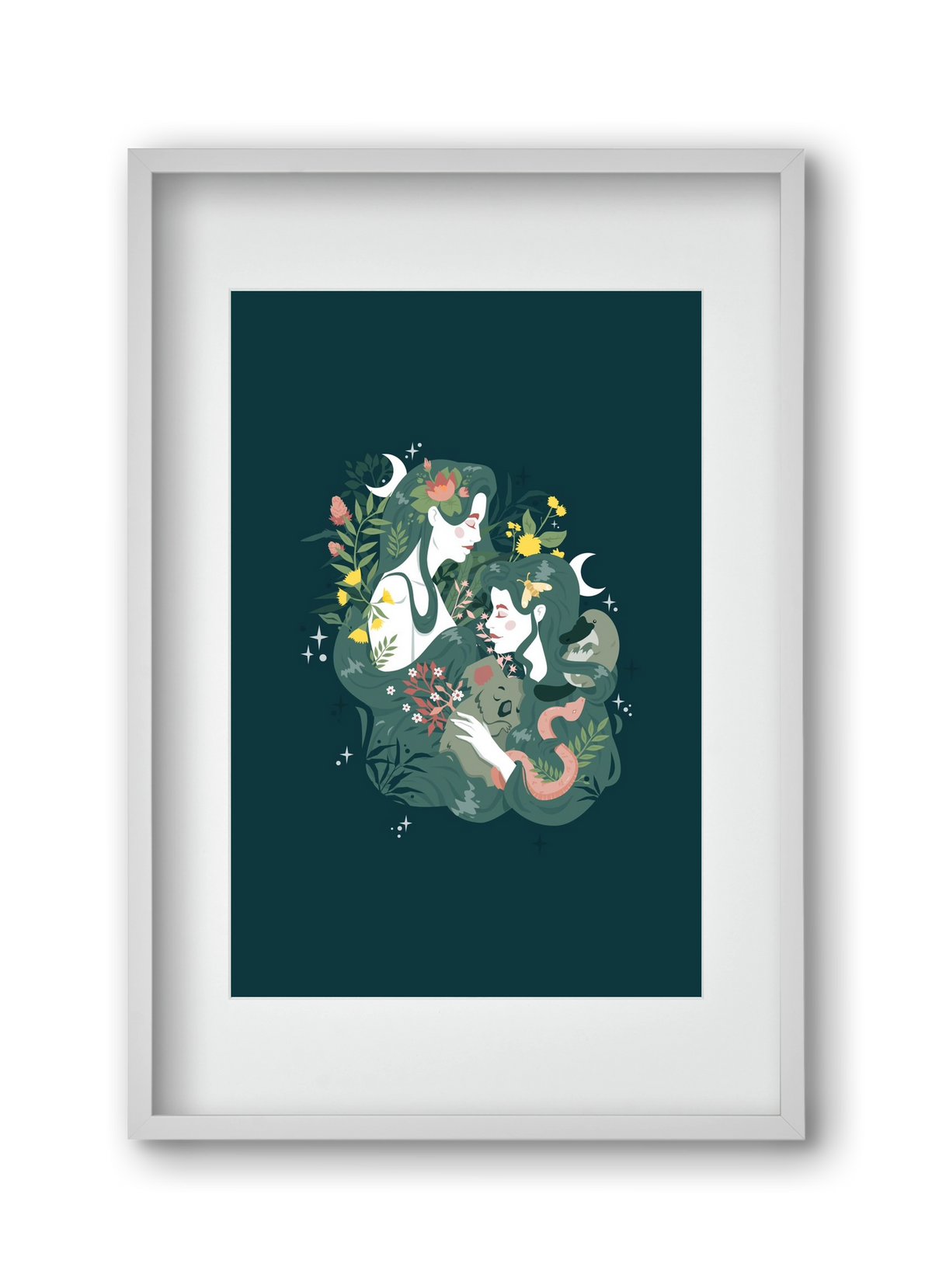 Flora & Fauna, 30x45 cm (20x30 cm), Fehér keret, paszpartuval